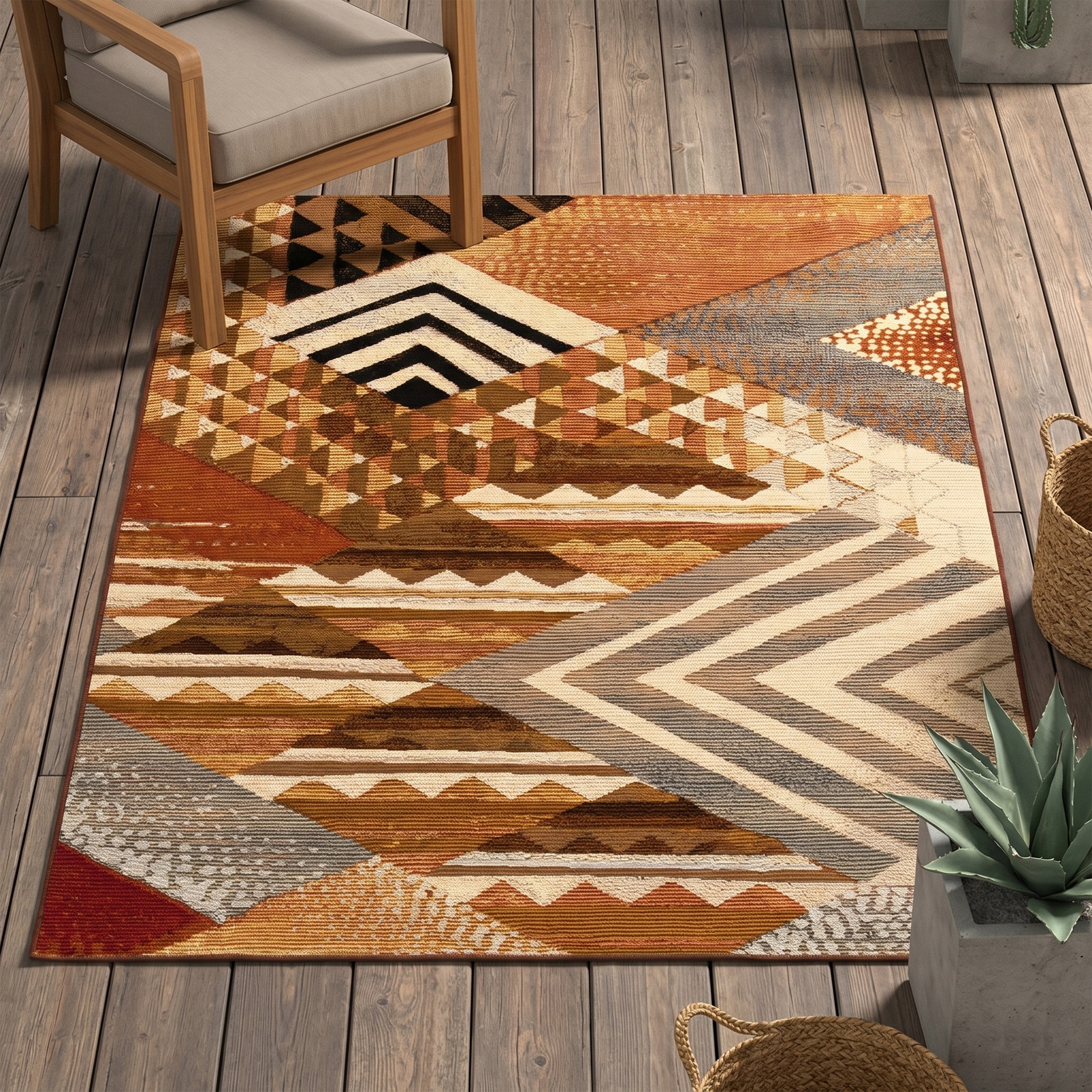 Gino Falcone Teppich "Outdoor-Africa 35" rechteckig 5 mm Höhe Flachgewebe, In- und Outdoor geeignet, Wohnzimmer