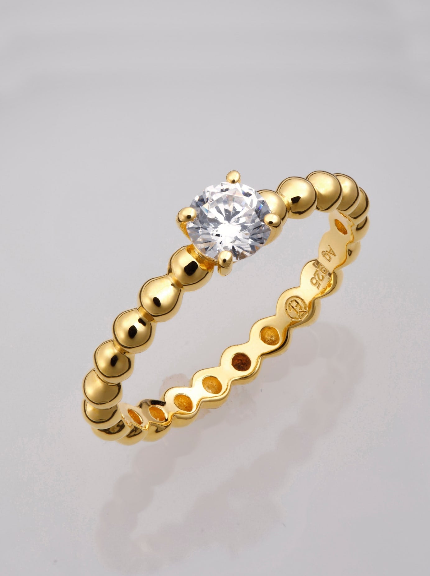 Fingerring LADY Gr. 20, silber (silber vergoldet 925), Fingerringe, Damen, 20, Silber 925 (Sterlingsilber), Fingerring