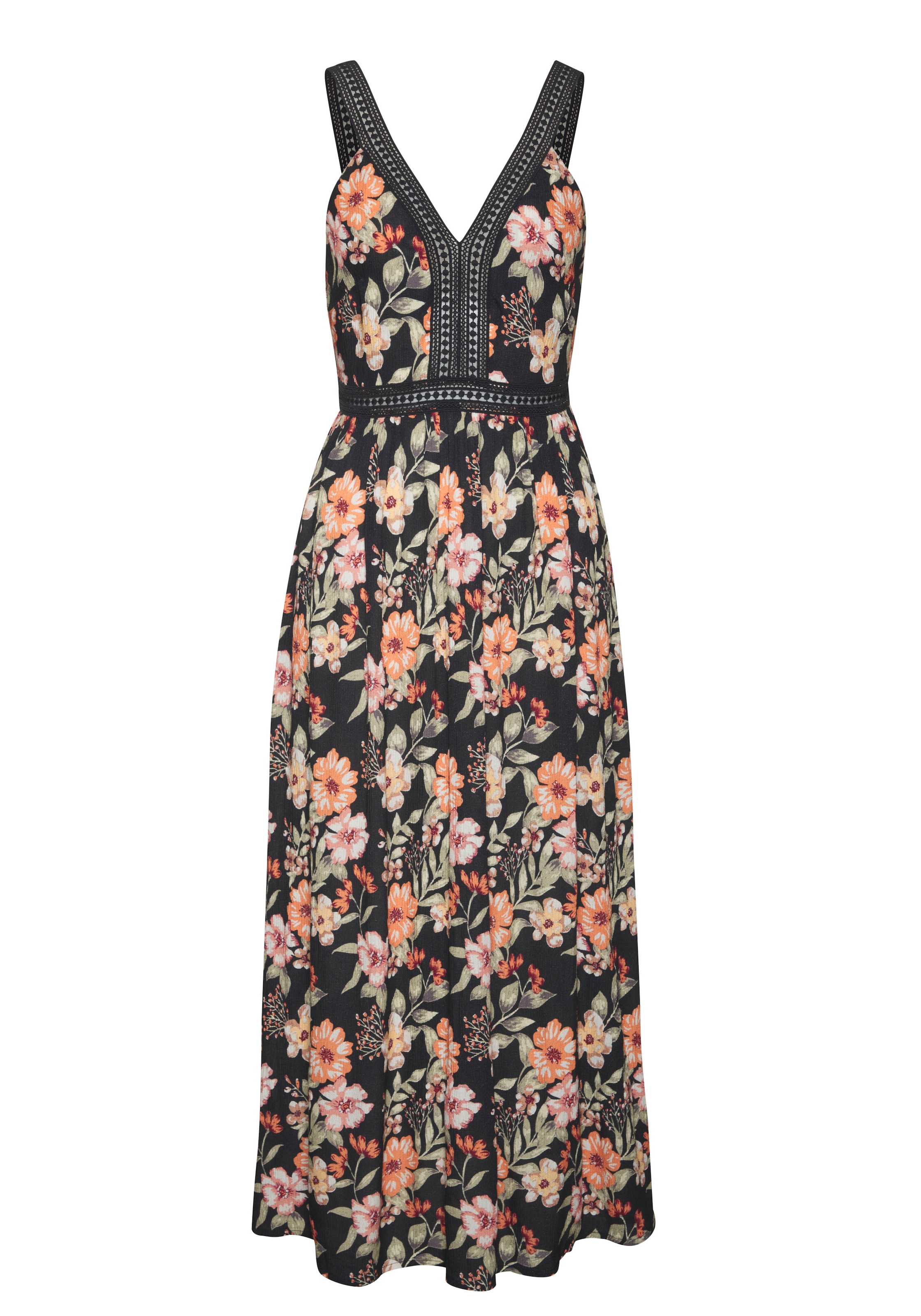 Buffalo Maxikleid, mit Blumenmuster und Spitze