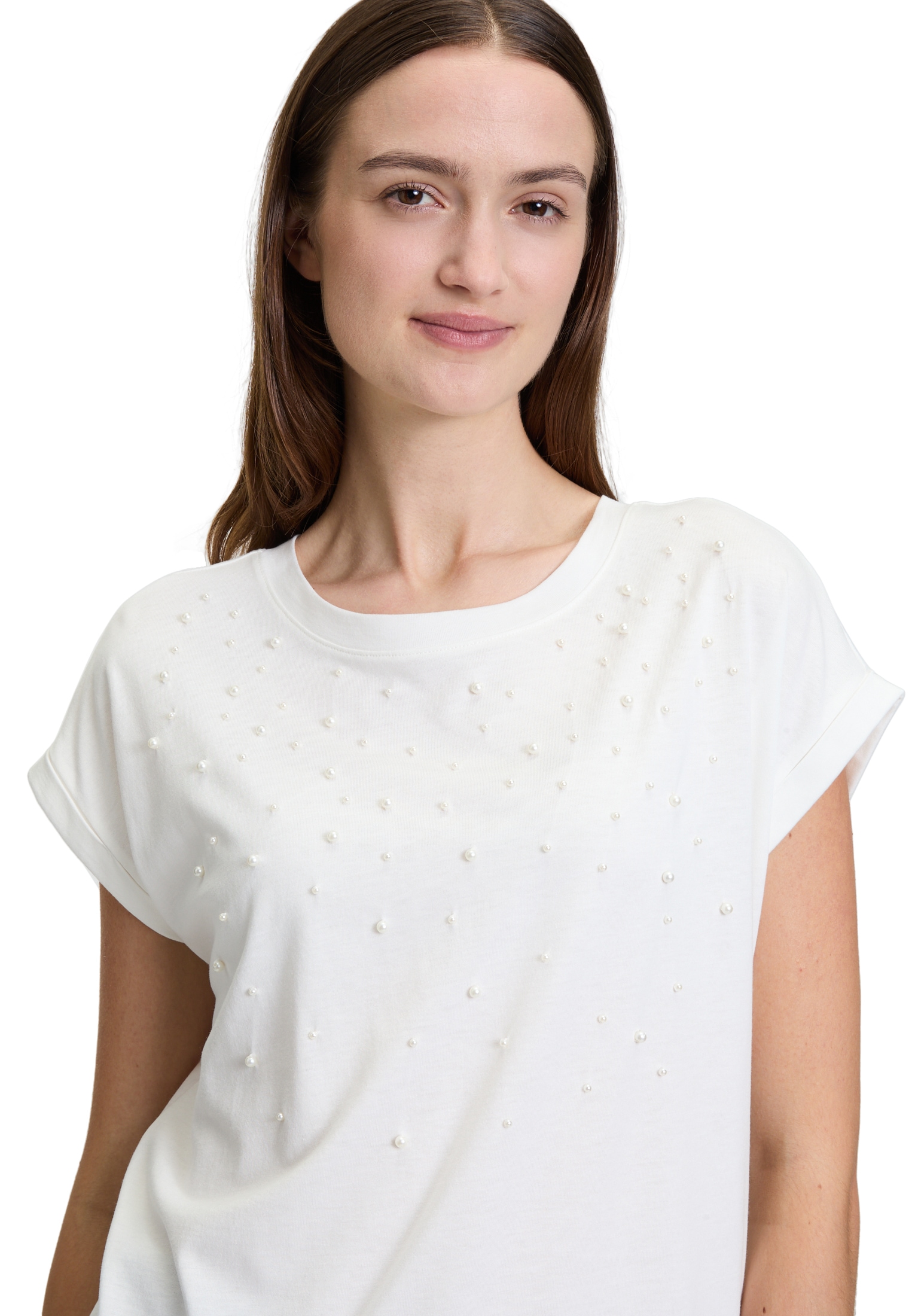 Betty&Co Kurzarmshirt »Betty & Co Damen Casual-Shirt mit Perlen«, (1 tlg.), Perlen