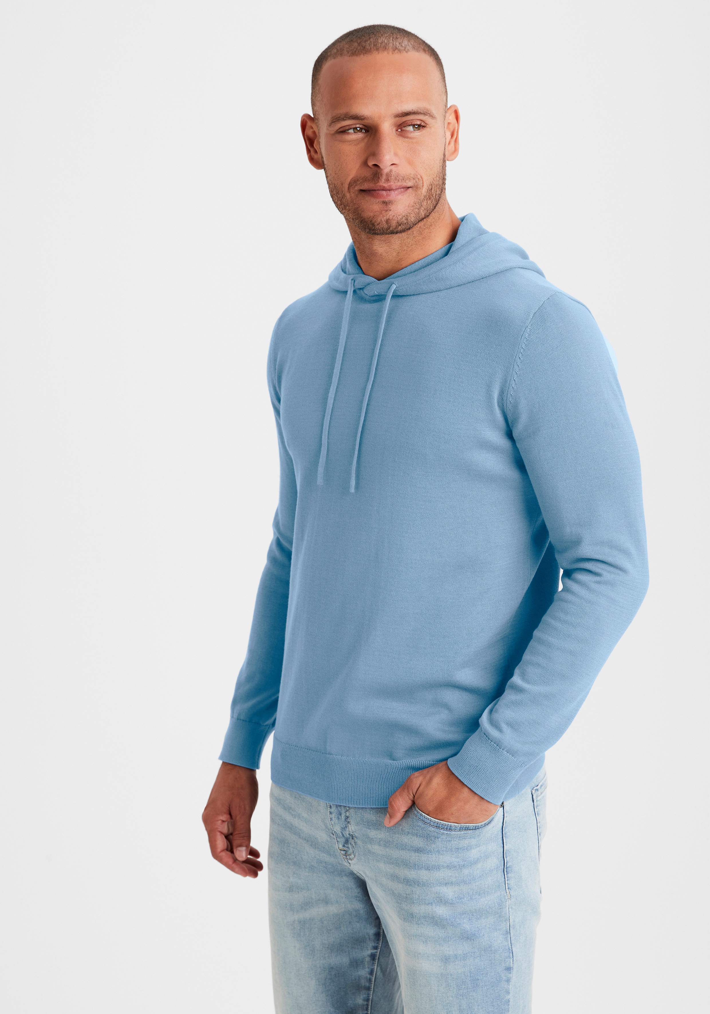 Thumbnail - H.I.S Strickpullover "mit Kapuze, Regular Fit,", Pullover mit Rundhals, Feinstrick, Baumwollmischung