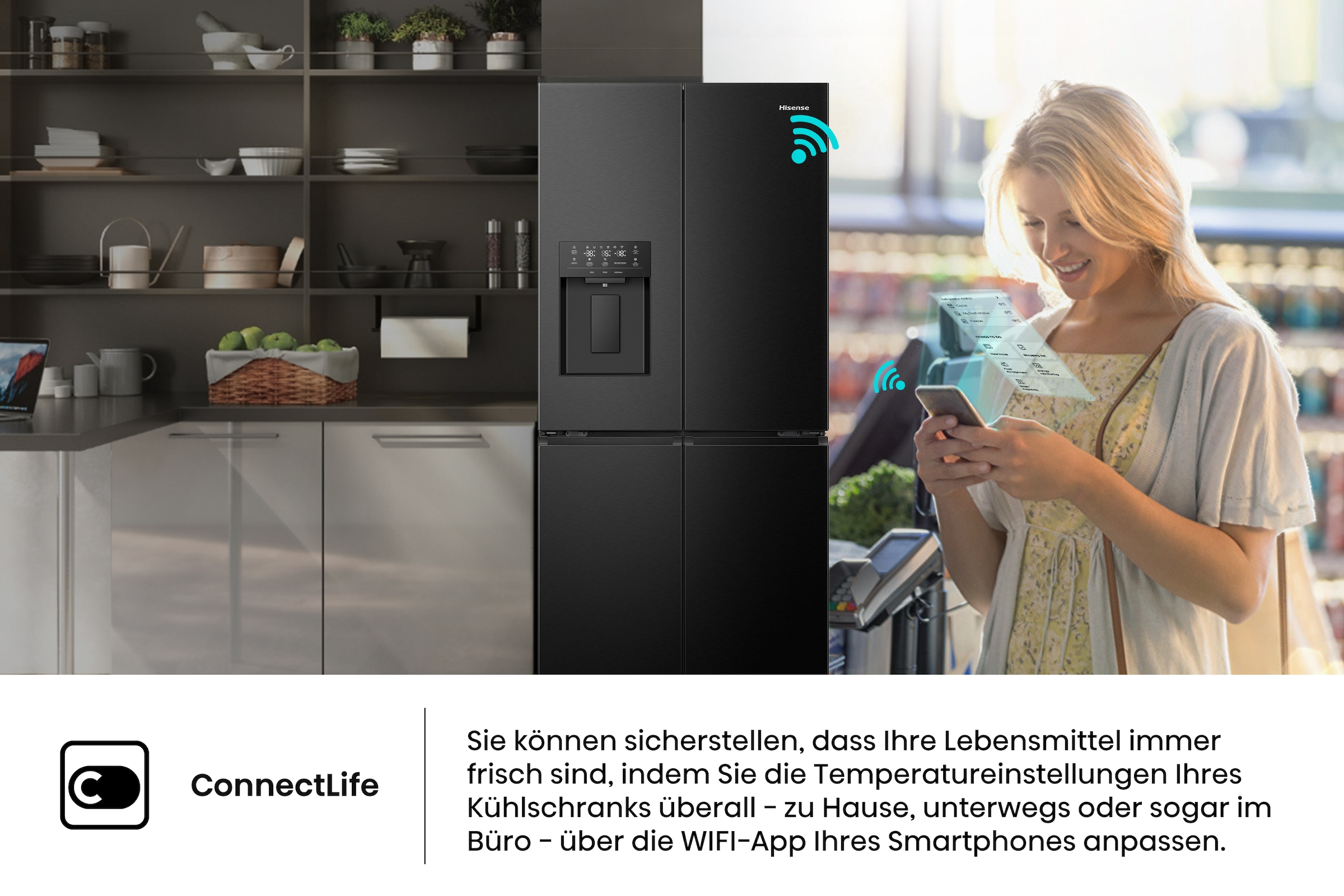Hisense Multi Door »RQ5P470SYFD«, Wasser-/Eisspender