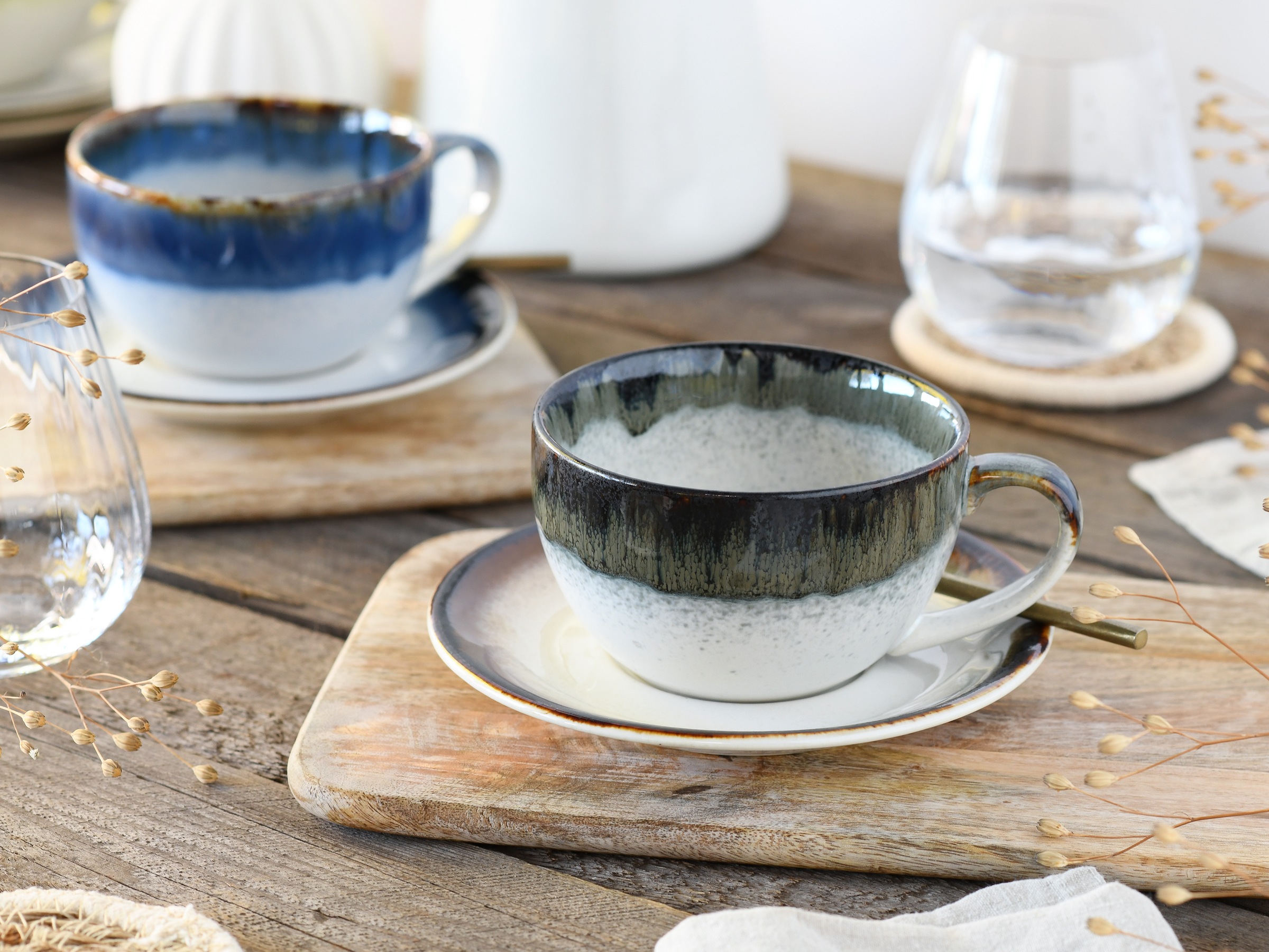 CreaTable Cappuccinotasse »Cascade Mix, Cappuccino-Set, 8-tlg.«, (Set, 8 tlg.), Reaktivglasur