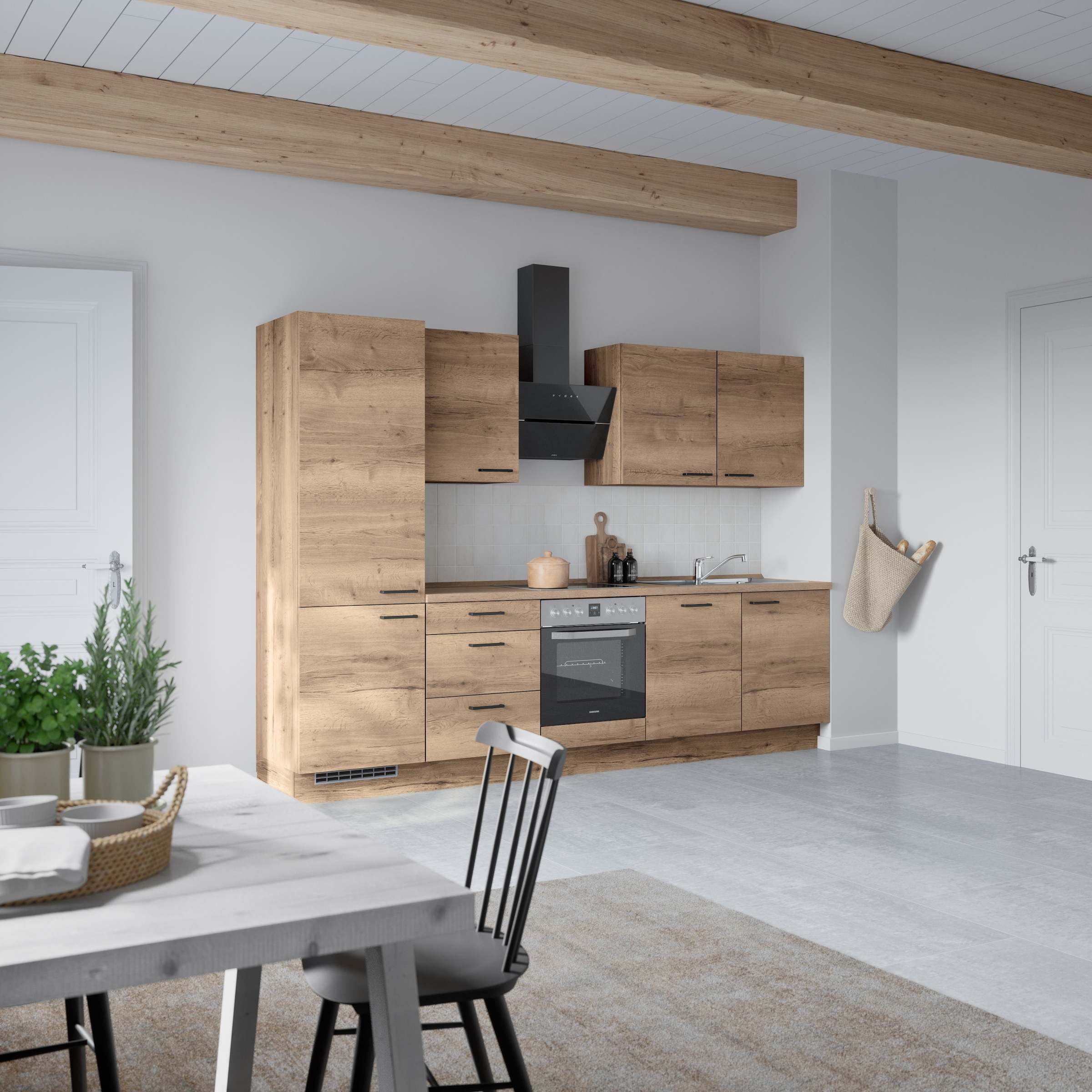 nobilia® Küchenzeile »"Structura II", NEU: individuell anpassbar mit gratis Profi-Beratung« vormontiert, Breite 300 cm, Ausrichtung wählbar, wahlw. mit E-Geräten