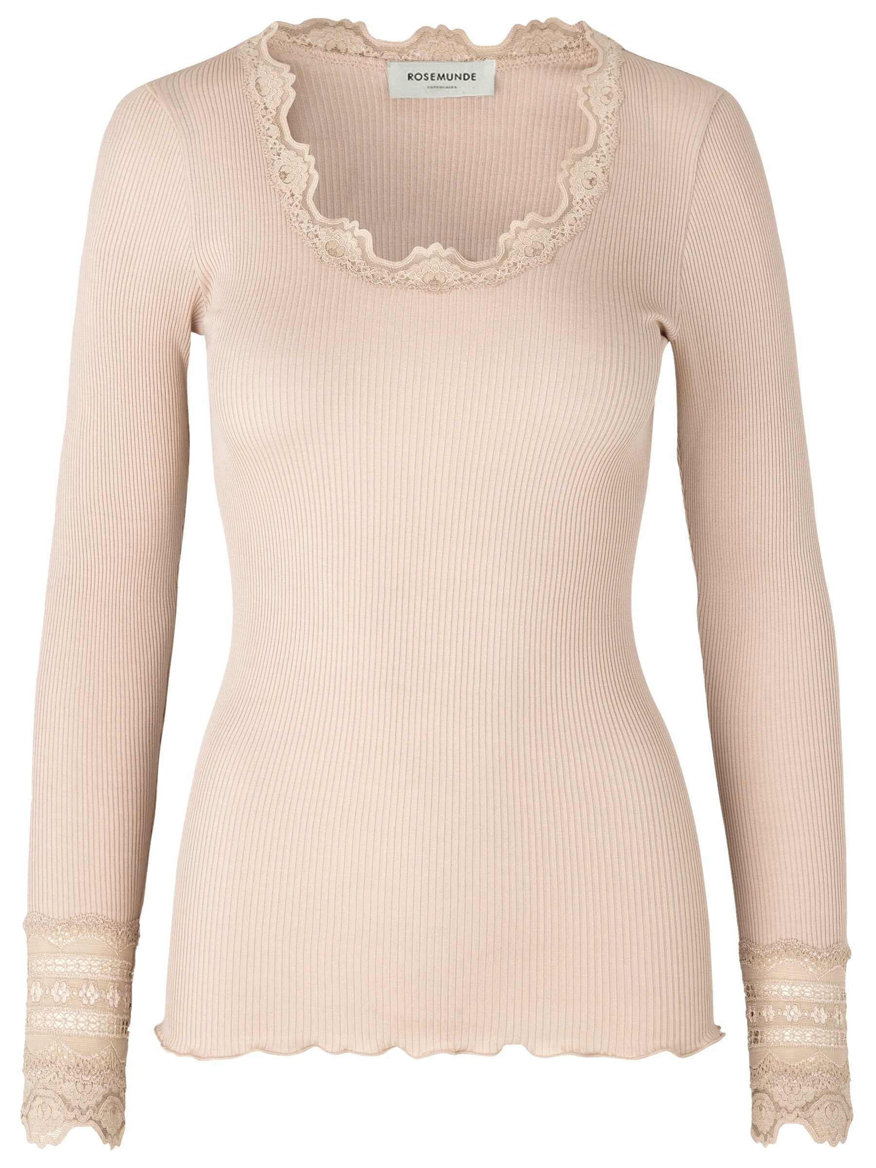 rosemunde Langarmshirt "Benita Silk Blouse mit Seide" Langarm, mit Spitze, feminin, bequem, Seiden- Baumwollmischung