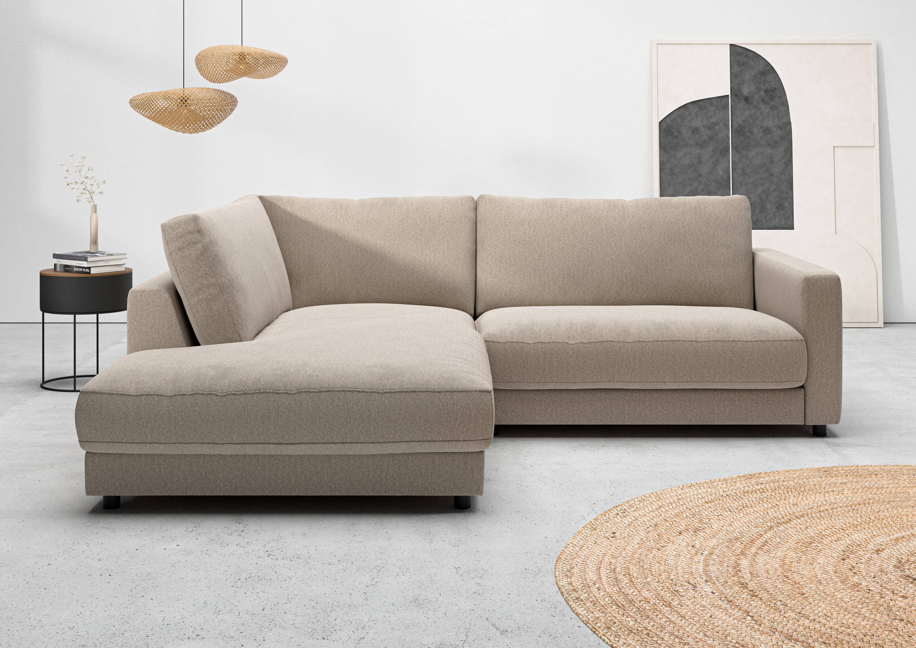 Home affaire Ecksofa "Ecksofa Jiro, L-Form, große Sitztiefe, Breite 252 cm" lose Sitz- & Rückenkissen, weicher Polsteraufbau, komfortabel & modern