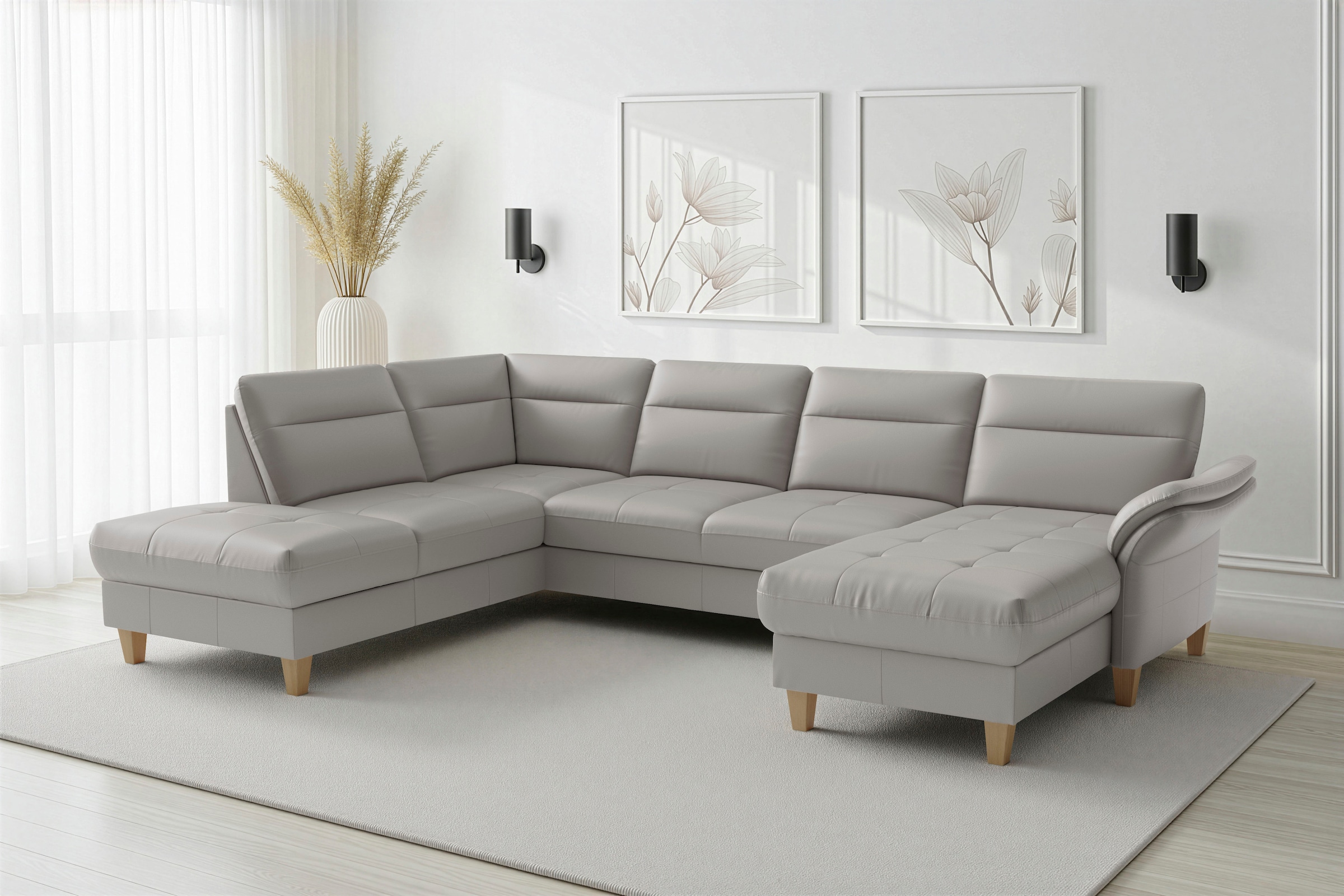 sit&more Wohnlandschaft "Pamela U-Form, B: 292 cm, optional Schlaffunktion & Bettkasten, Leder"