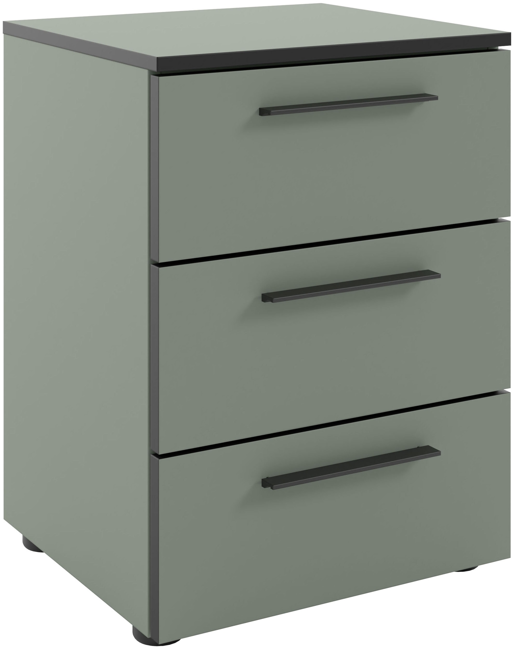 Manjana Möbel Nachtkommode »Nachtkommode mit Schwarz matten Metallgriffen«