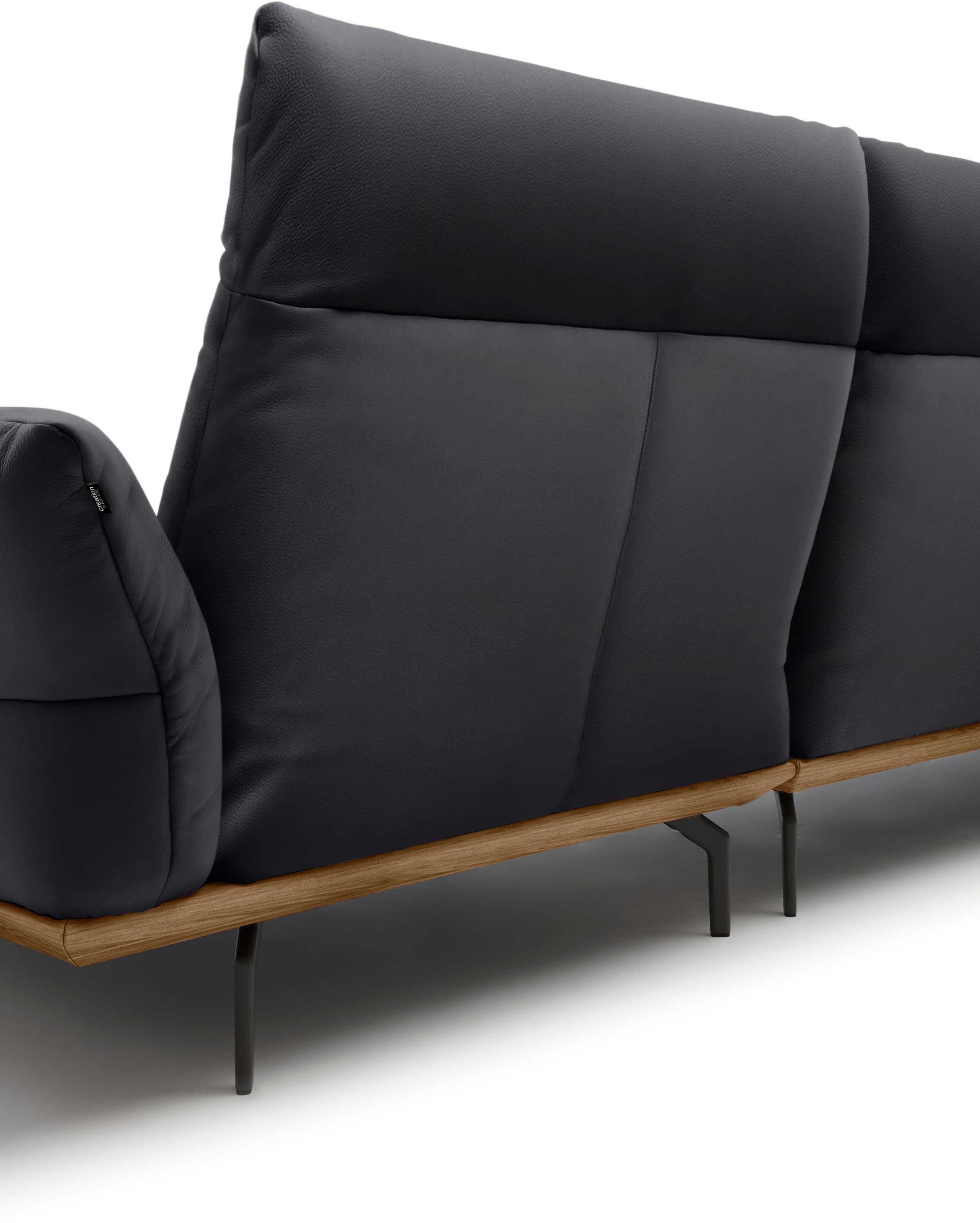 Creation BY ROLF BENZ Ecksofa »CR.460«, Sockel in Nussbaum, Winkelfüße in Umbragrau, Breite 298 cm