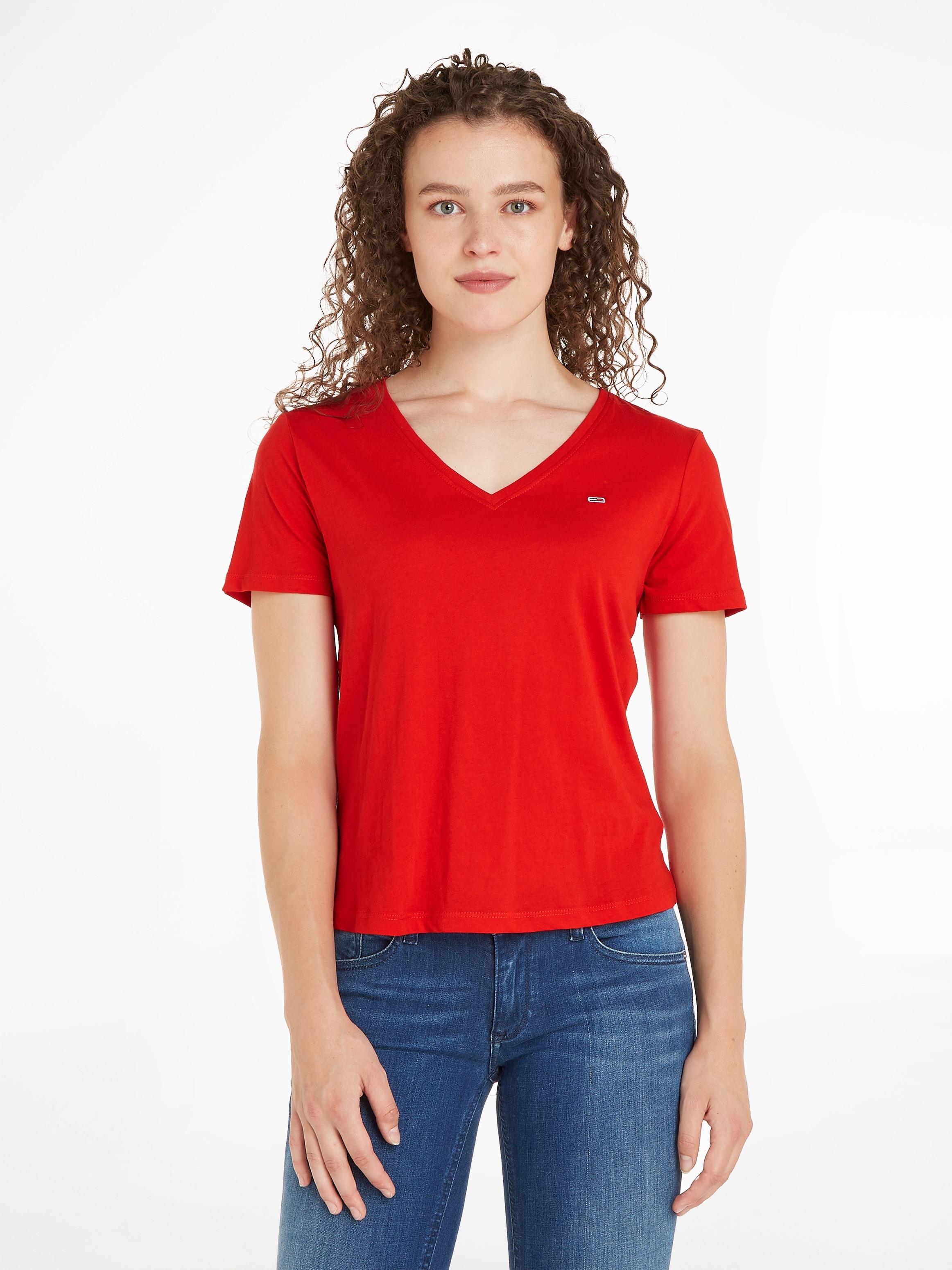 Tommy Jeans V-Shirt, | Jeans auf Tommy bestellen für mit Logo-Flag Brust der BAUR