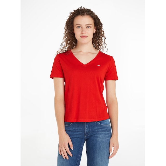 Tommy Jeans V-Shirt, mit Tommy Jeans Logo-Flag auf der Brust für bestellen  | BAUR