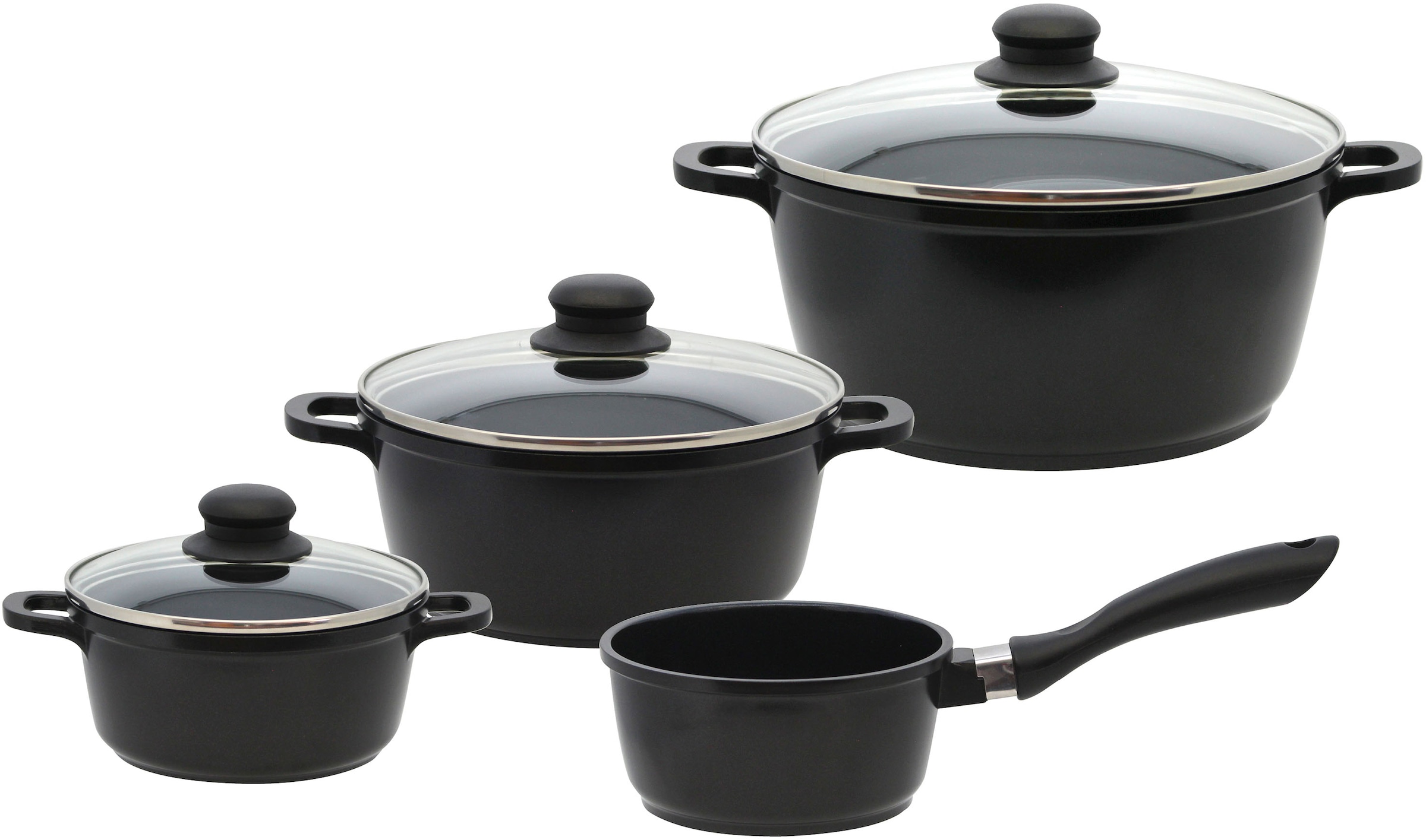 Elo Basic Topf-Set "Black Cast" Set, 3 Töpfe mit Deckel, 1 Stielkasserolle, günstig online kaufen