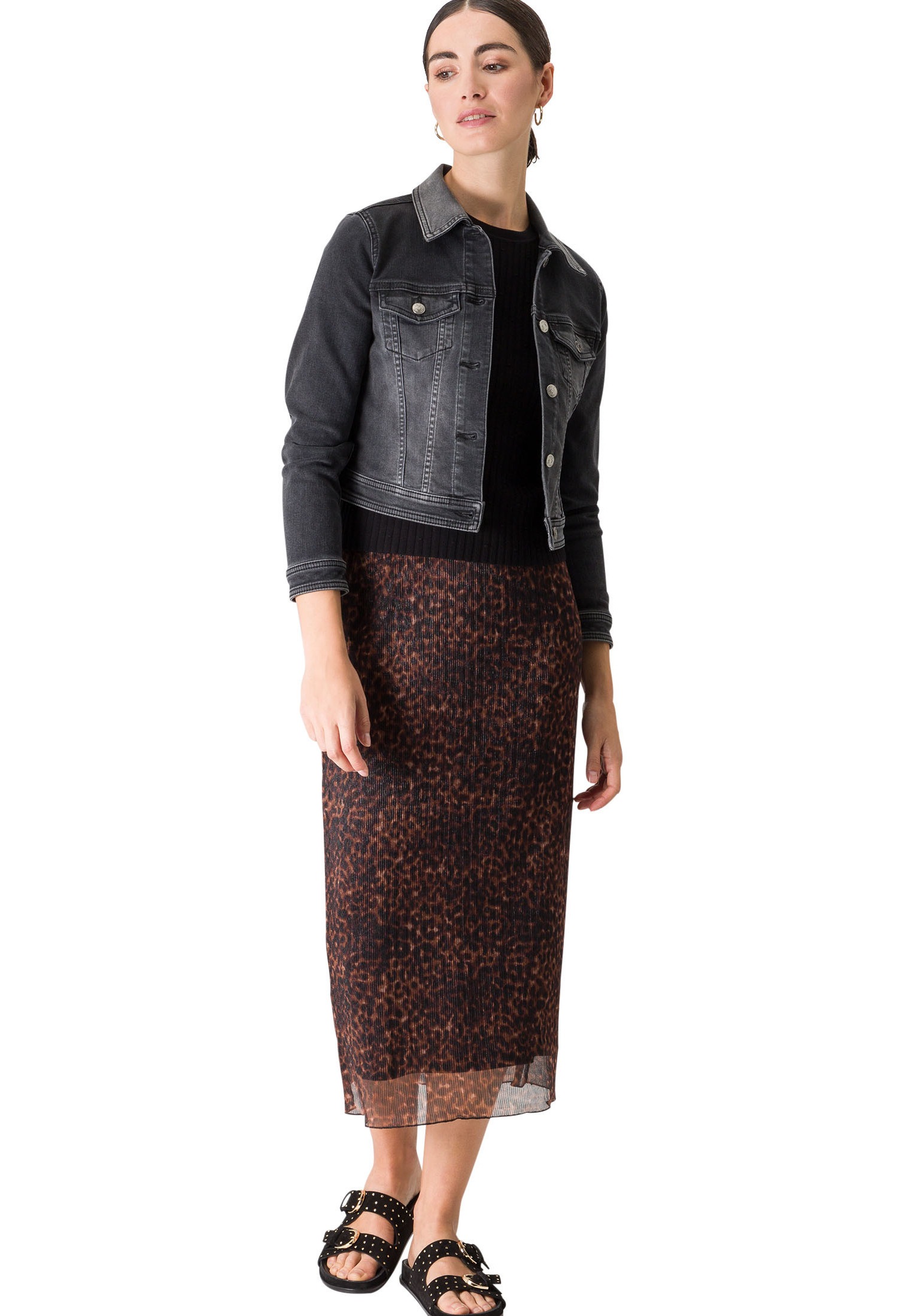 Zero Midirock »zero Midirock mit Animalprint«, Plain/ohne Details