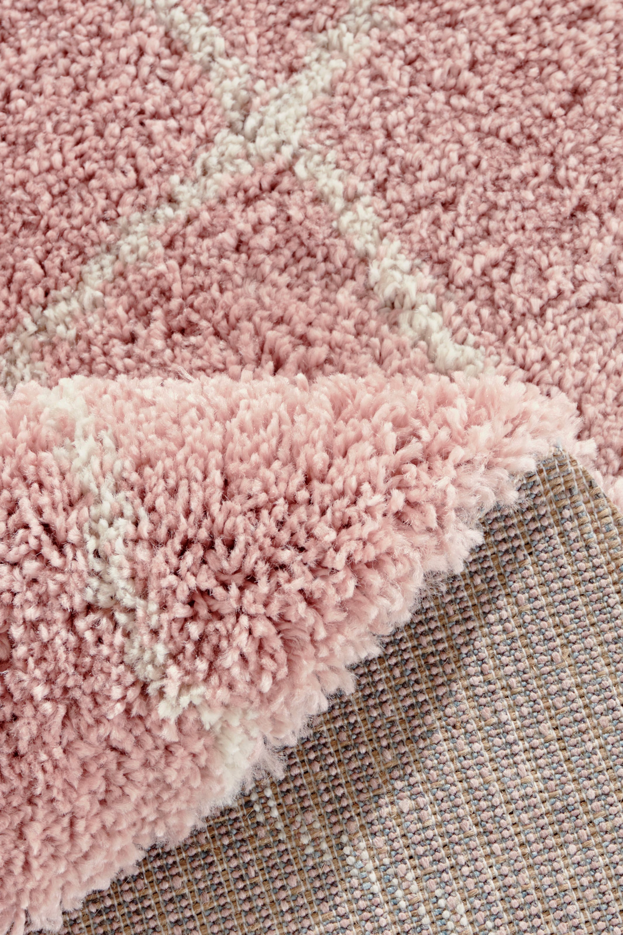 Leonique Hochflor-Teppich »Belle«, rund, 35 mm Höhe, Rauten-Design, weiche Haptik