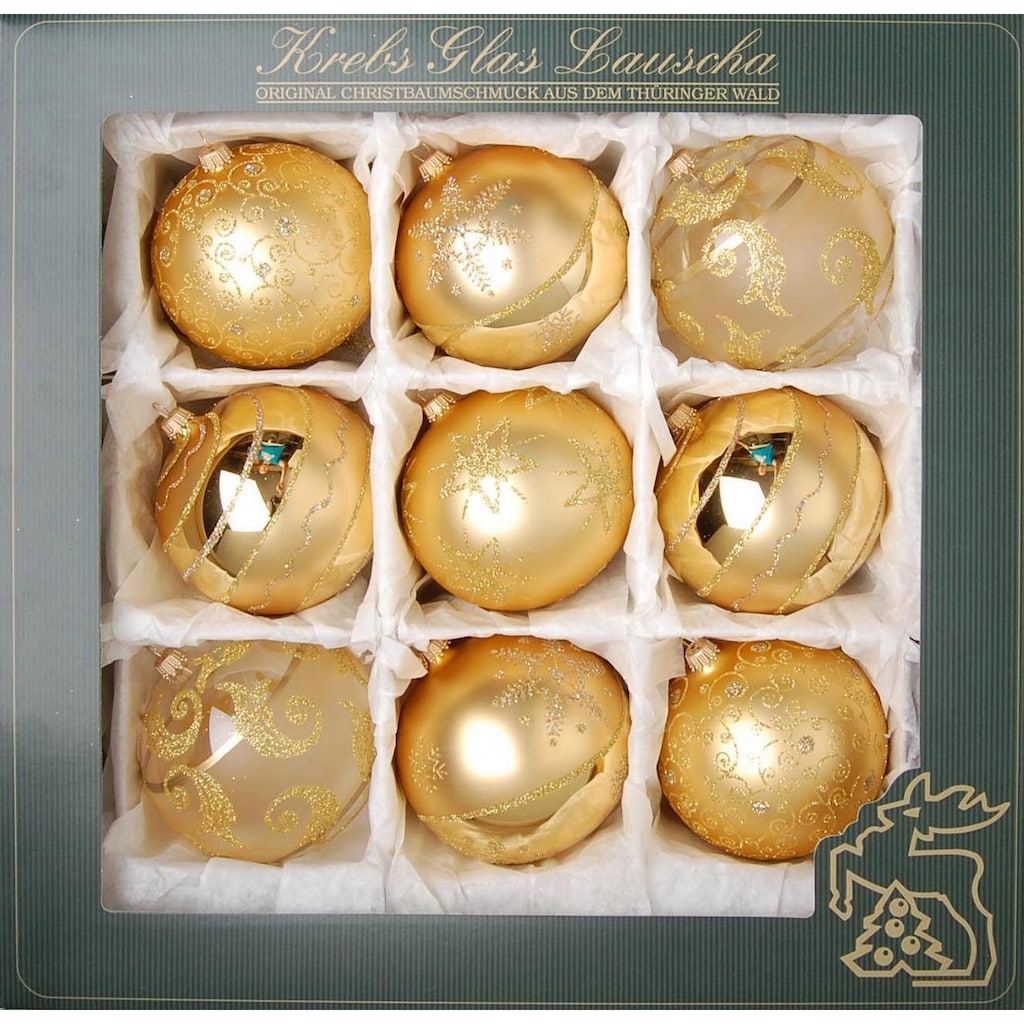 Krebs Glas Lauscha Weihnachtsbaumkugel, (Set, 9 St.)