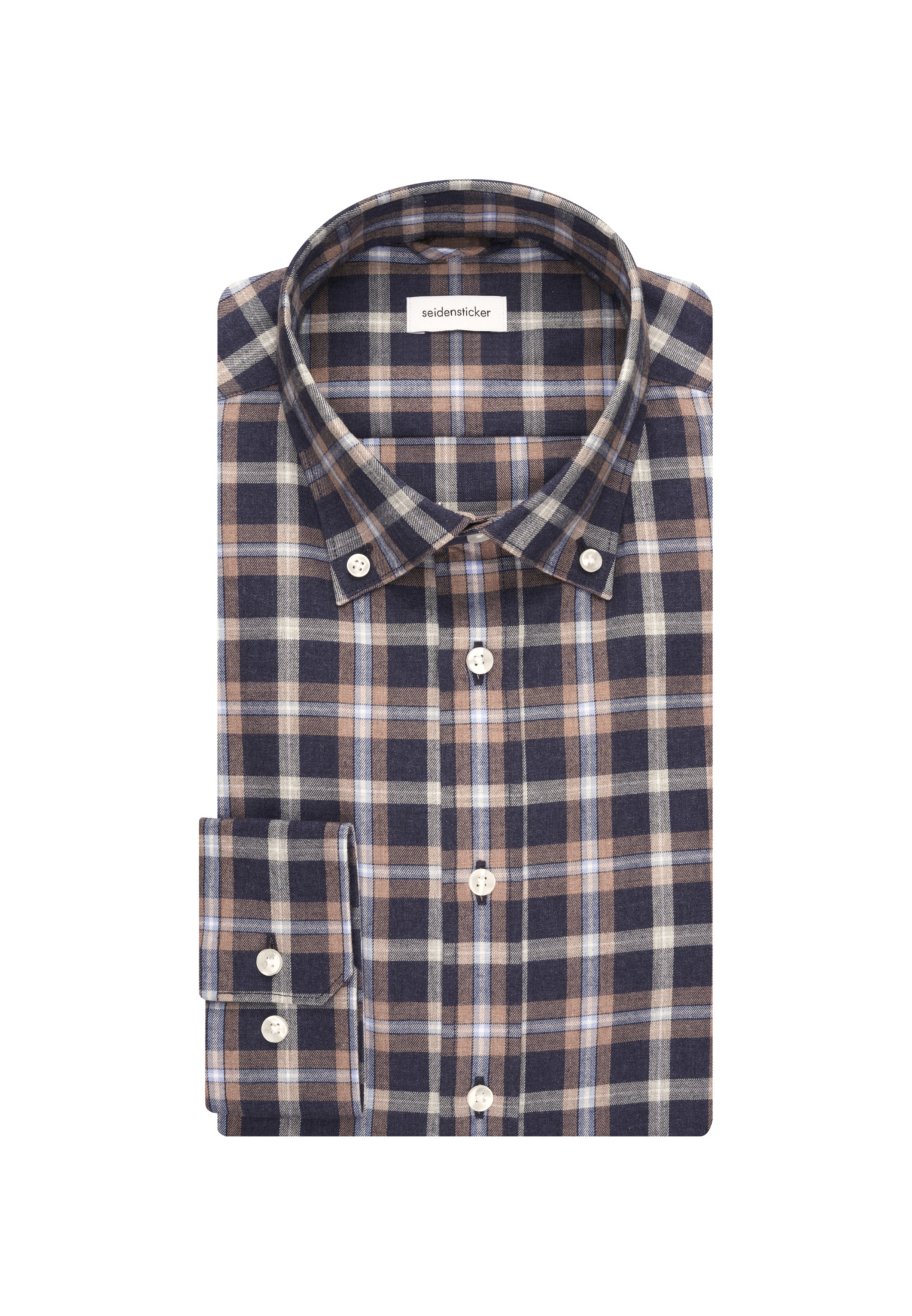 seidensticker Flanellhemd »Slim«, Slim Langarm Button-Down-Kragen Karo