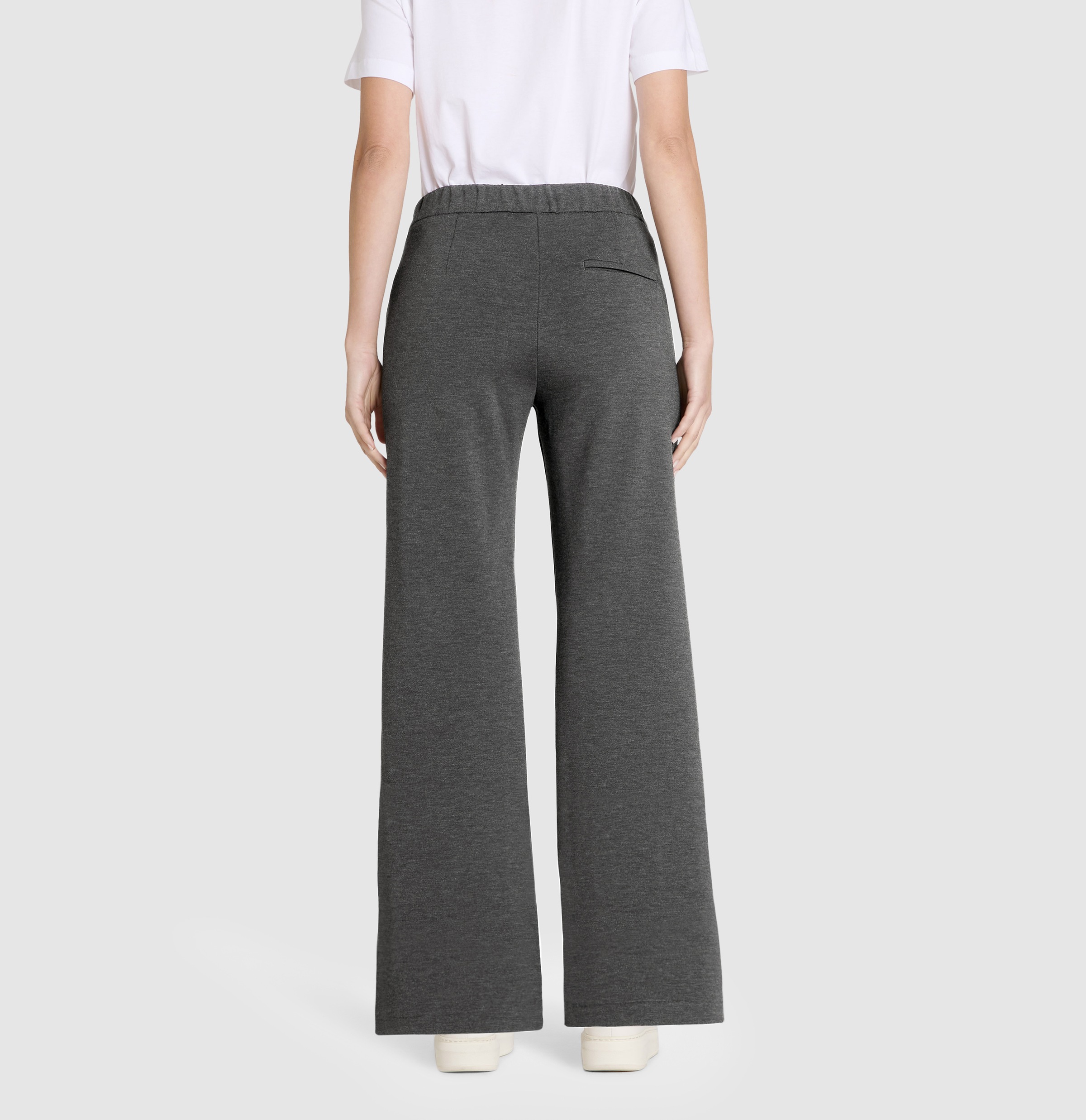 Bootcuthose MAC "CHIARA", Damen, Gr. 44, Länge 32, grau (silber shadow melange), Flanell, Obermaterial: 63% Viskose, 33% Polyamid, 4% Elasthan, bootcut fit lang, Hosen, Bootcut-Form in figurbetonter Form 3