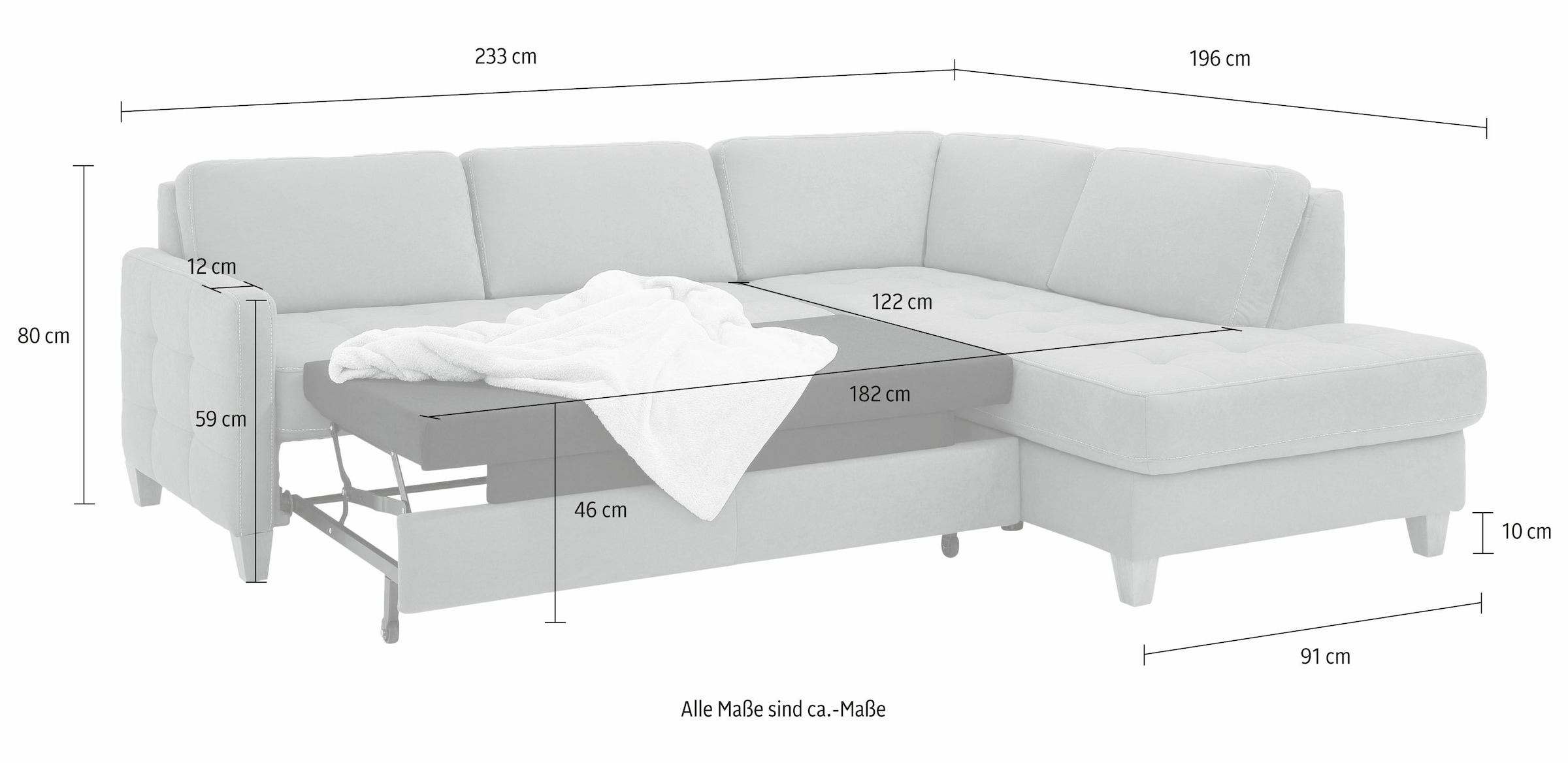 Home affaire Ecksofa »Earl L-Form«, wahlweise auch mit Bettfunktion oder Bettfunktion mit Bettkasten