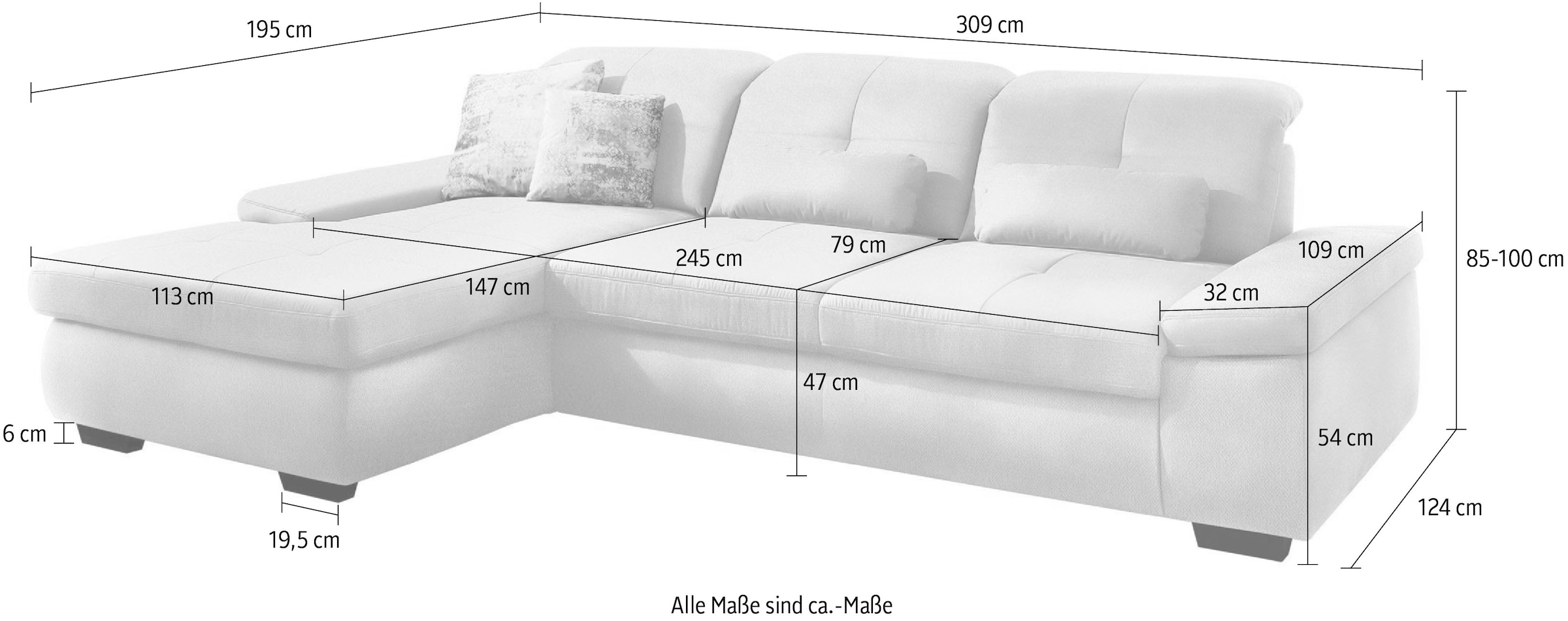 Die PlanBar Ecksofa »MP-IN16012 L-Form, mit Federkern-Polsterung«, inkl. Sitztiefenverstellung, wahlweise mit weiteren Funktionen