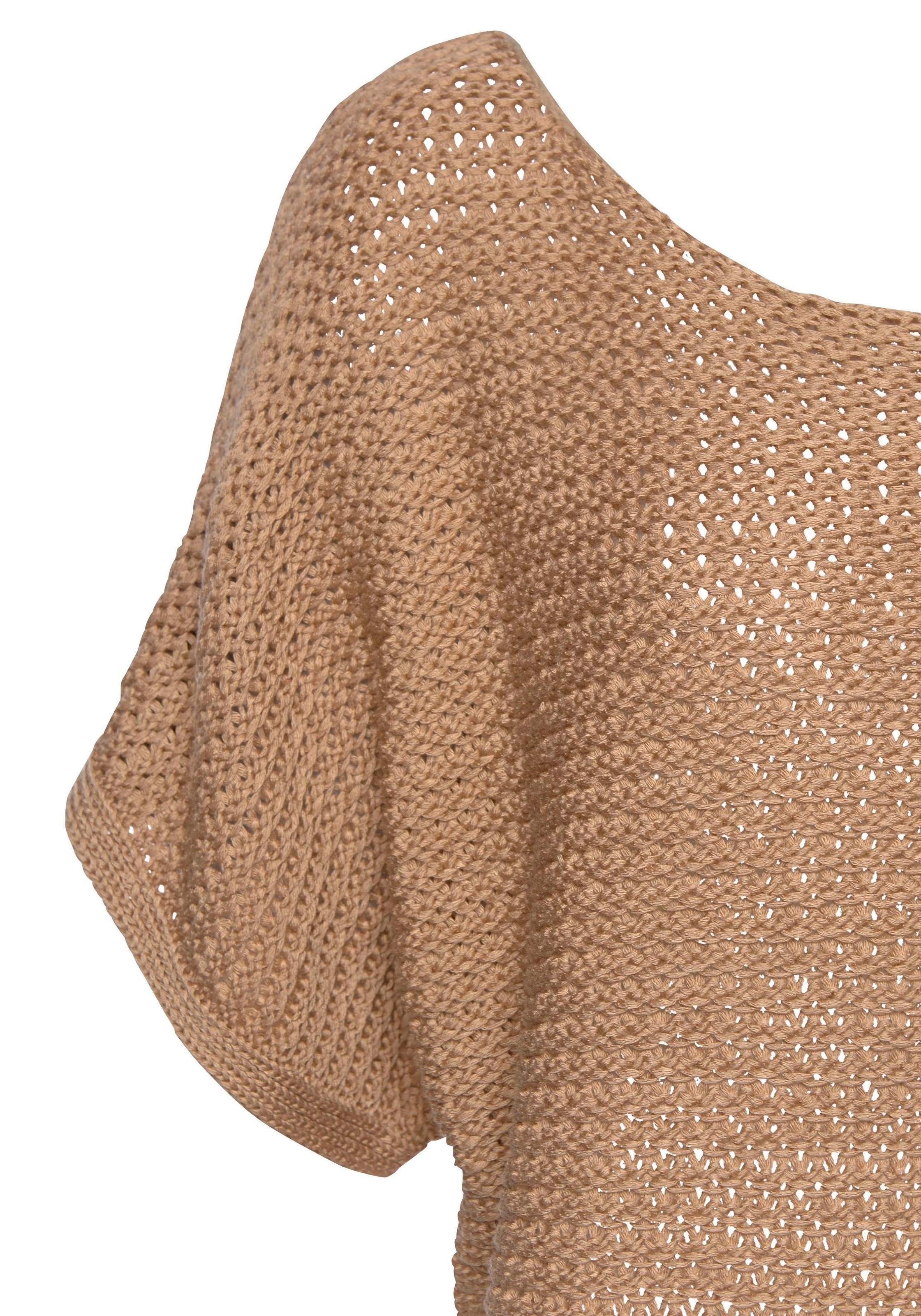 LASCANA Kurzarmpullover, in luftigem Ajourstrick, Strickpullover, sommerlich