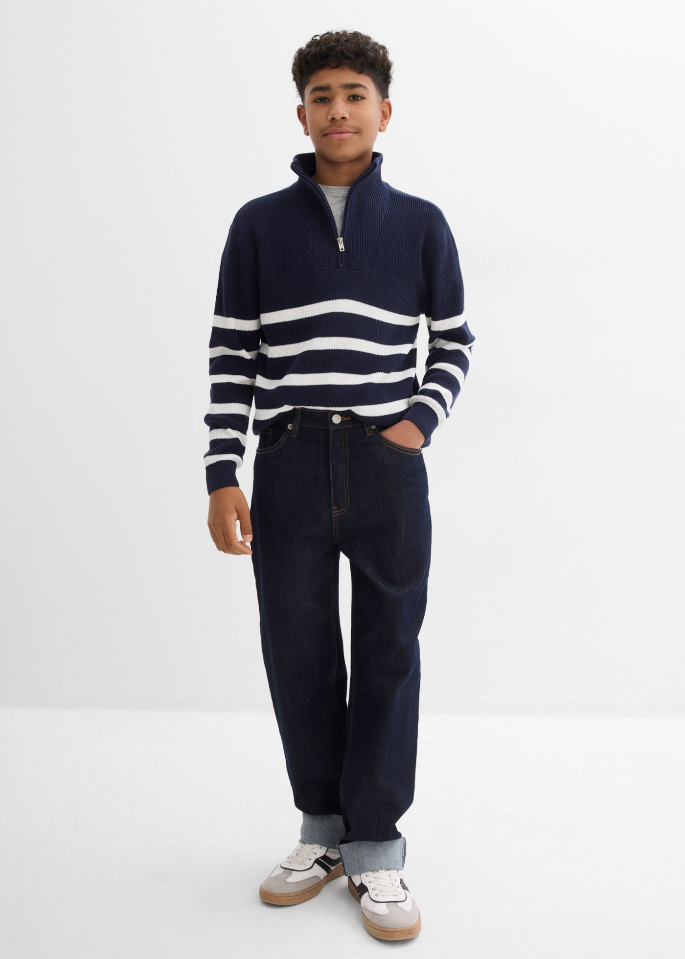 bonprix Loose-fit-Jeans im Baggy-Look, mit Turn-Up-Saum, lockere Passform