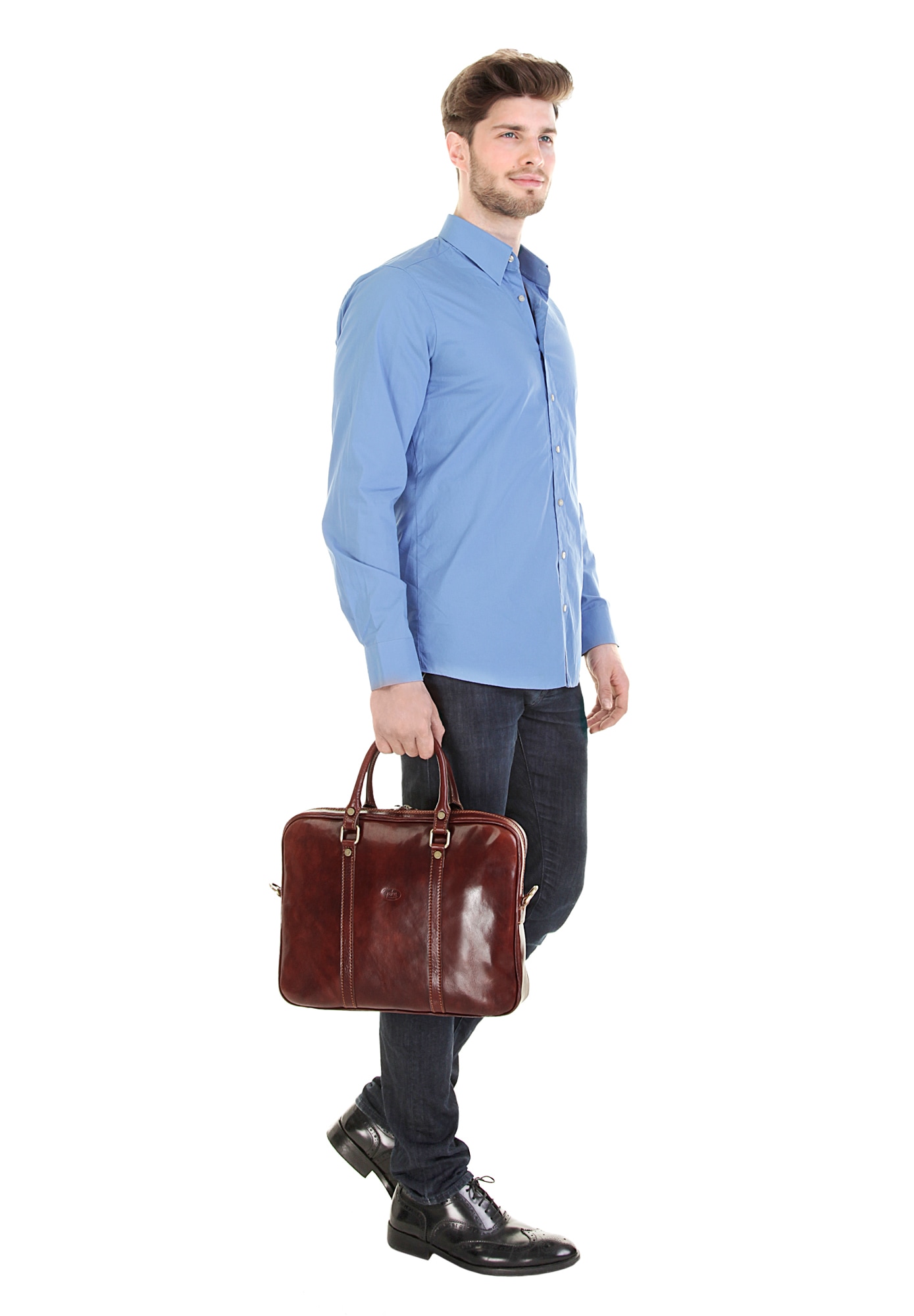 Piké Aktentasche, echt Leder, Made in Italy