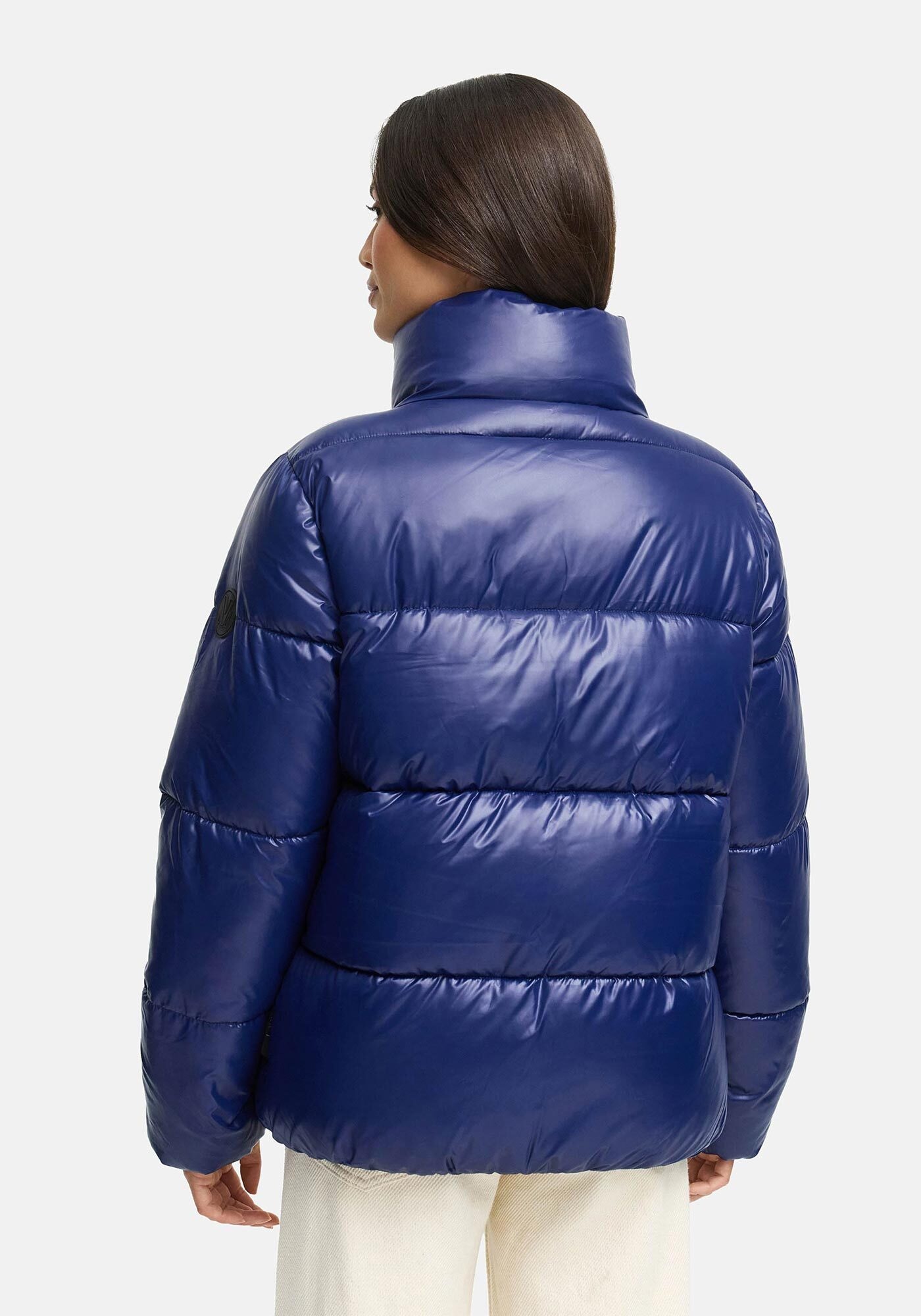 Winterjacke MARIKOO "Hazalee", Damen, Gr. XL, blau (navy), Obermaterial: 100% Polyester; Futter: 100% Polyester; Wattierung: 100% Polyester; Ärmelfutter: 100% Polyester, Jacken Winterjacke, mit leicht gläzendem Obermaterial und hohem Kragen 3