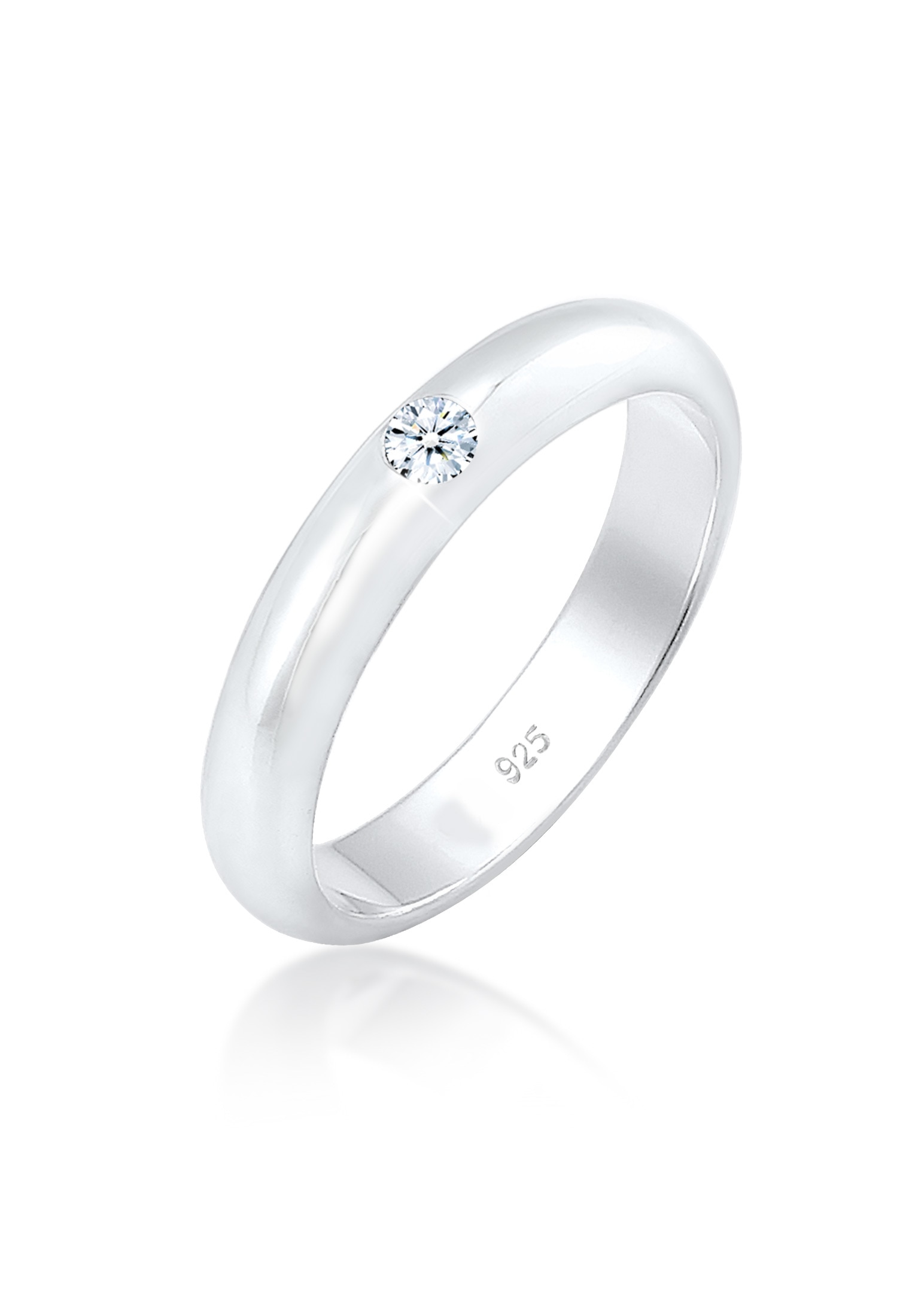 Verlobungsring ELLI DIAMONDS "Solitär Verlobung Diamant (0.06 ct) 925 Sterling Silber" Gr. 56, silber, Fingerringe, Damen, 56mm, 0,06 P1 = bei