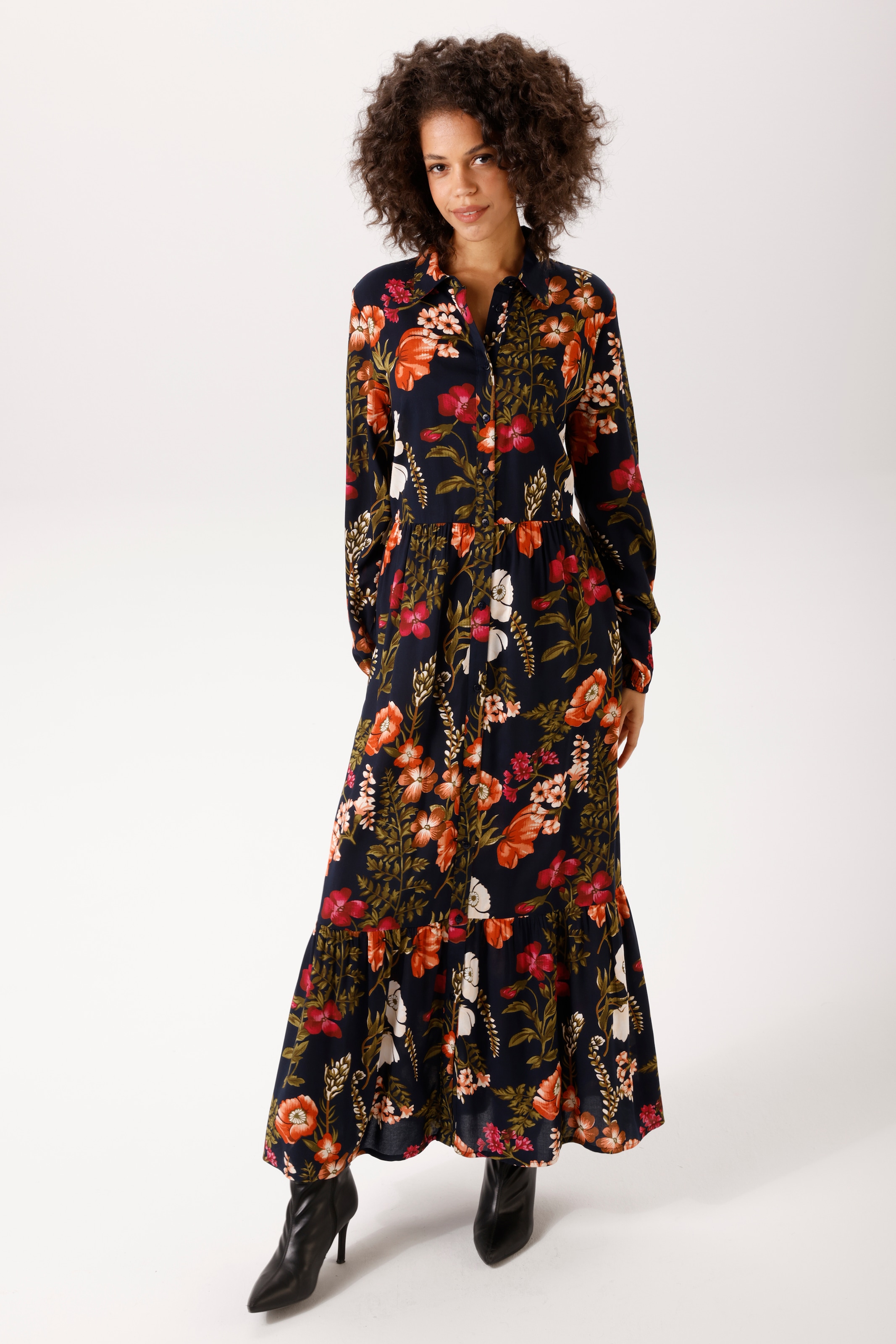 Aniston CASUAL Maxikleid mit farbenfrohen Blumendruck - jedes Teil ein Unikat - NEUE KOLLEKTION