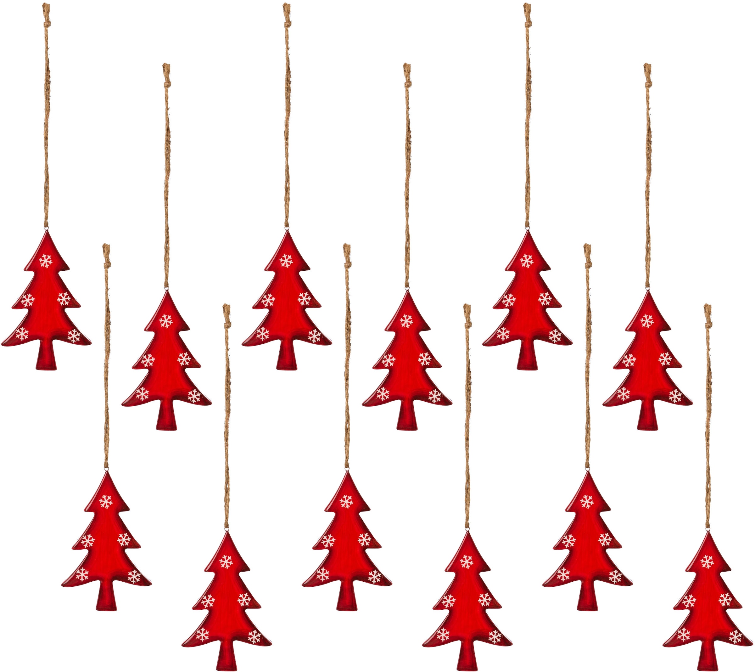 Creativ deco Hänge-Weihnachtsbaum »Weihnachtsdeko rot«, mit | (12 BAUR bestellen St.), Schneeflocken-Design