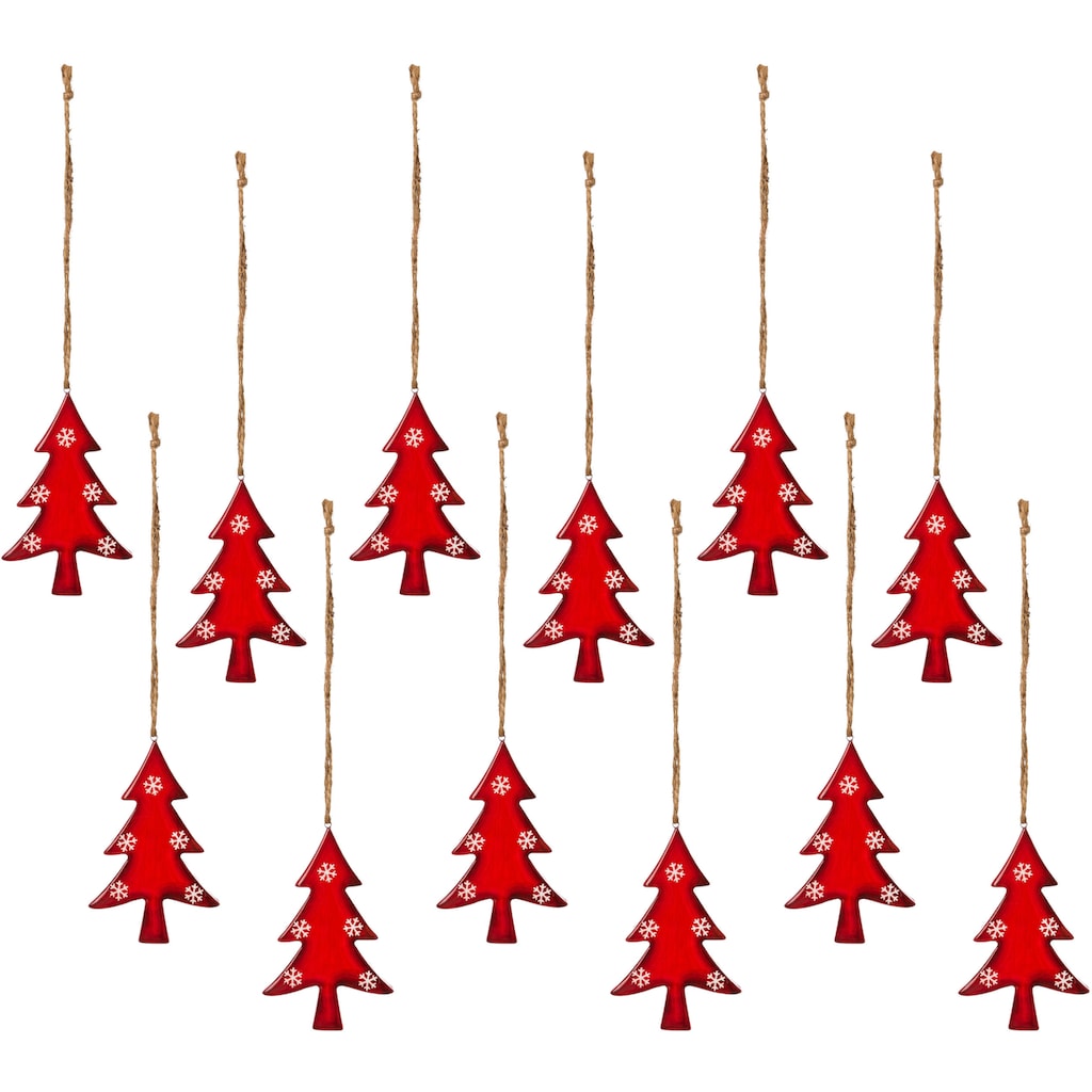 Creativ deco Hänge-Weihnachtsbaum »Weihnachtsdeko rot«, (12 St.)