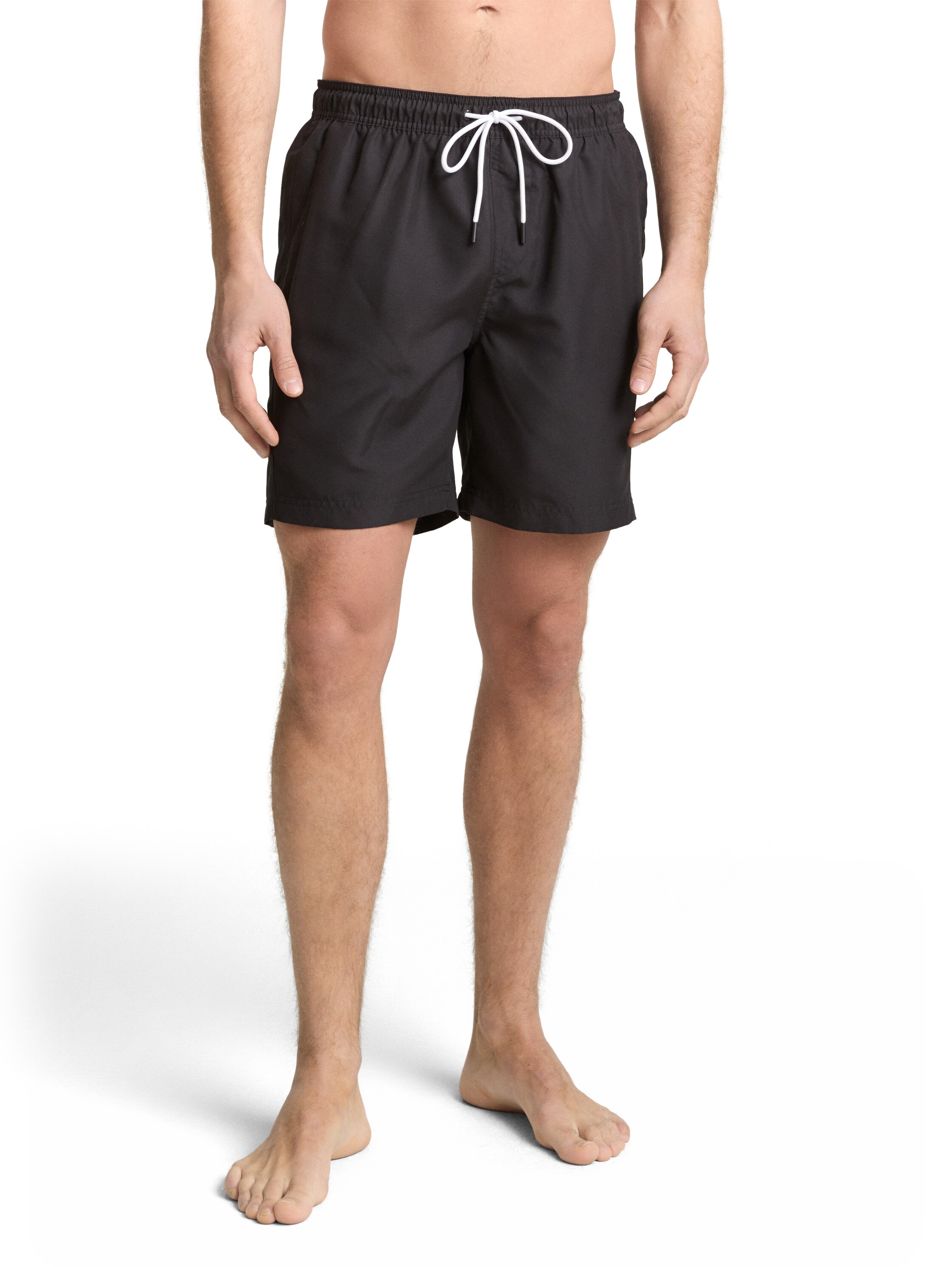 Badeshorts TOM TAILOR DENIM, Gr. S, N-Gr, schwarz, Web, Obermaterial: 100% Polyester. Futter: 100% Polyester, unifarben, Badehosen Badeshorts, Schwimmshorts mit Eingrifftaschen und Gummibund