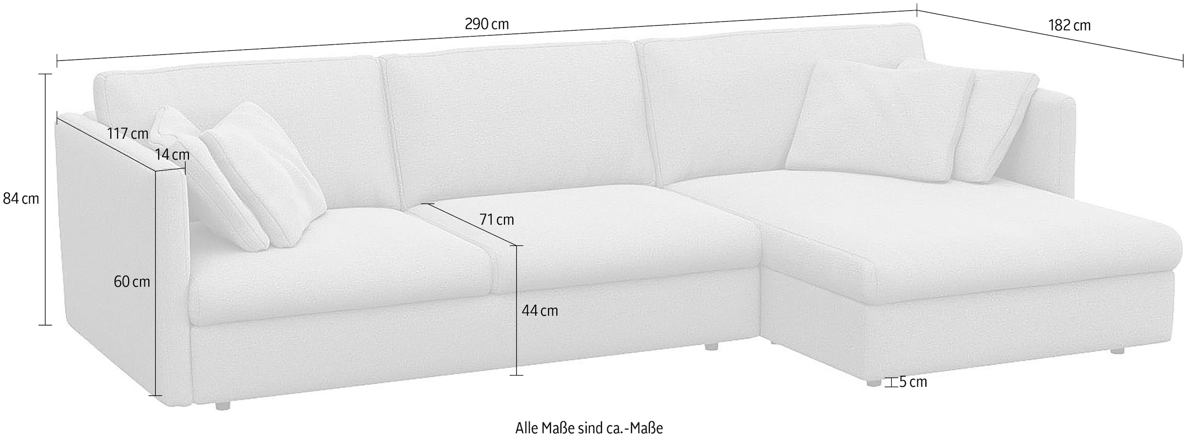FLEXLUX Ecksofa »Lovane«, Weich & anschmiegsam, große Sitztiefe auf Kaltschaum, Dekokissen inkl.