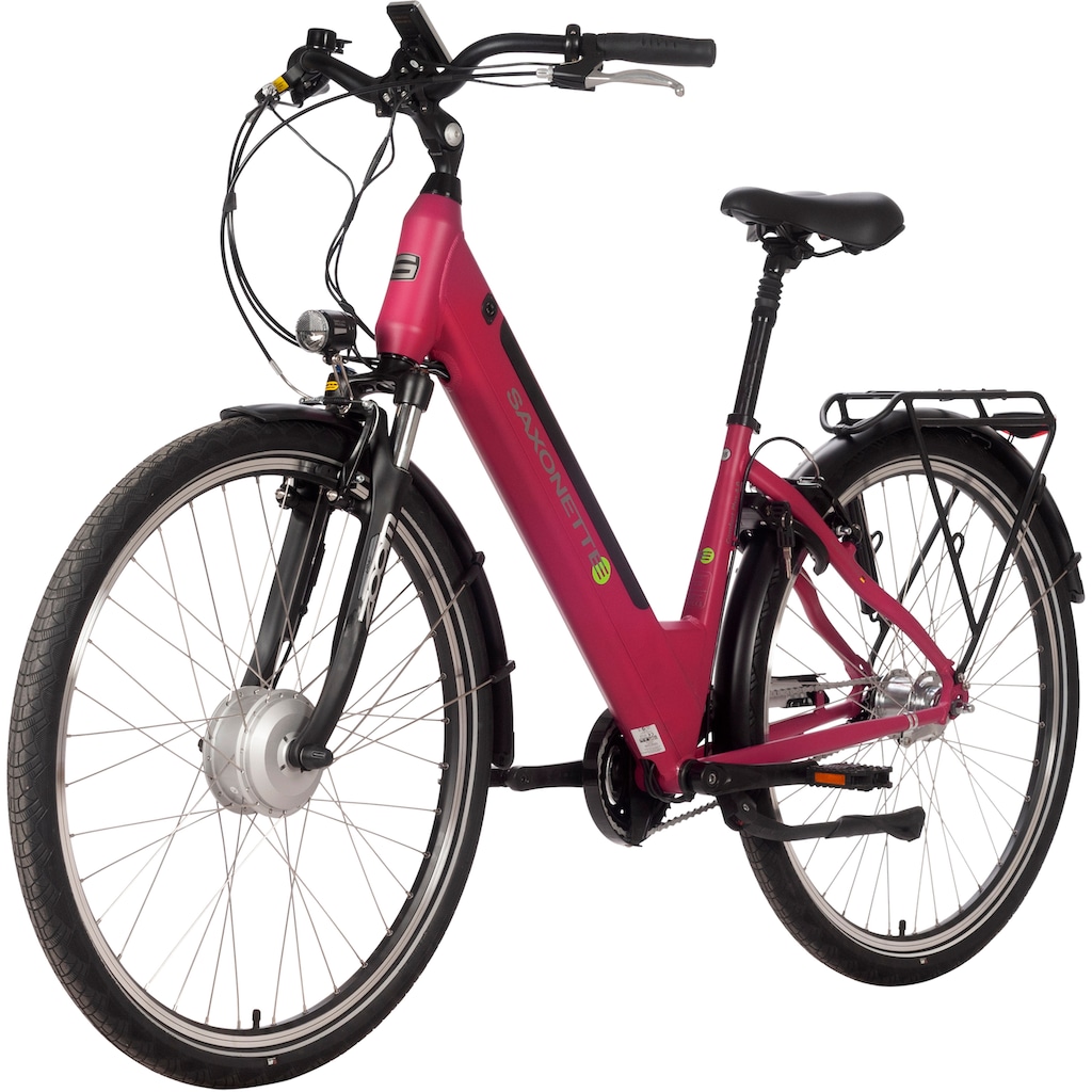 SAXONETTE E-Bike »Comfort Plus 4.0«, 7 Gang, Shimano, Frontmotor 250 W, E-Bike Citybike mit Rücktrittbremse, vollintegrierter Akku