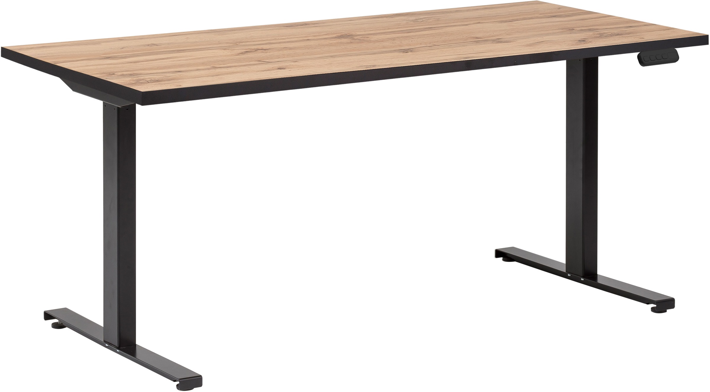 Schreibtisch SCHILDMEYER "Serie 2000", beige (eiche landhaus dekor, schwarz, eiche landhaus dekor), B/H/T: 117,5cm, Tische, Schreibtisch, elektrische Höhenverstellung 2