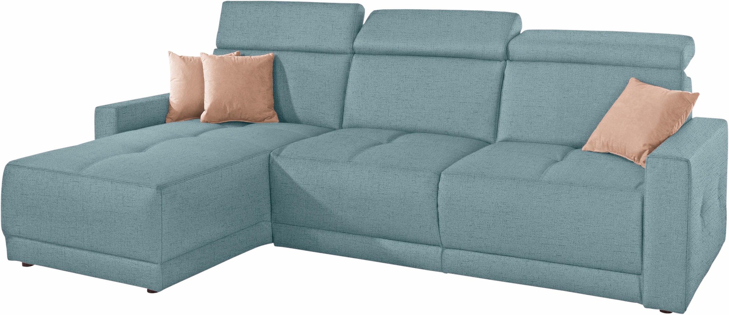 DOMO collection Ecksofa »Ava mit moderner Sitzheftung & toller Doppelnaht, komfortabel, L-Form«, mit Recamiere, inkl. Federkern, wahlweise mit Kopfteilverstellungen