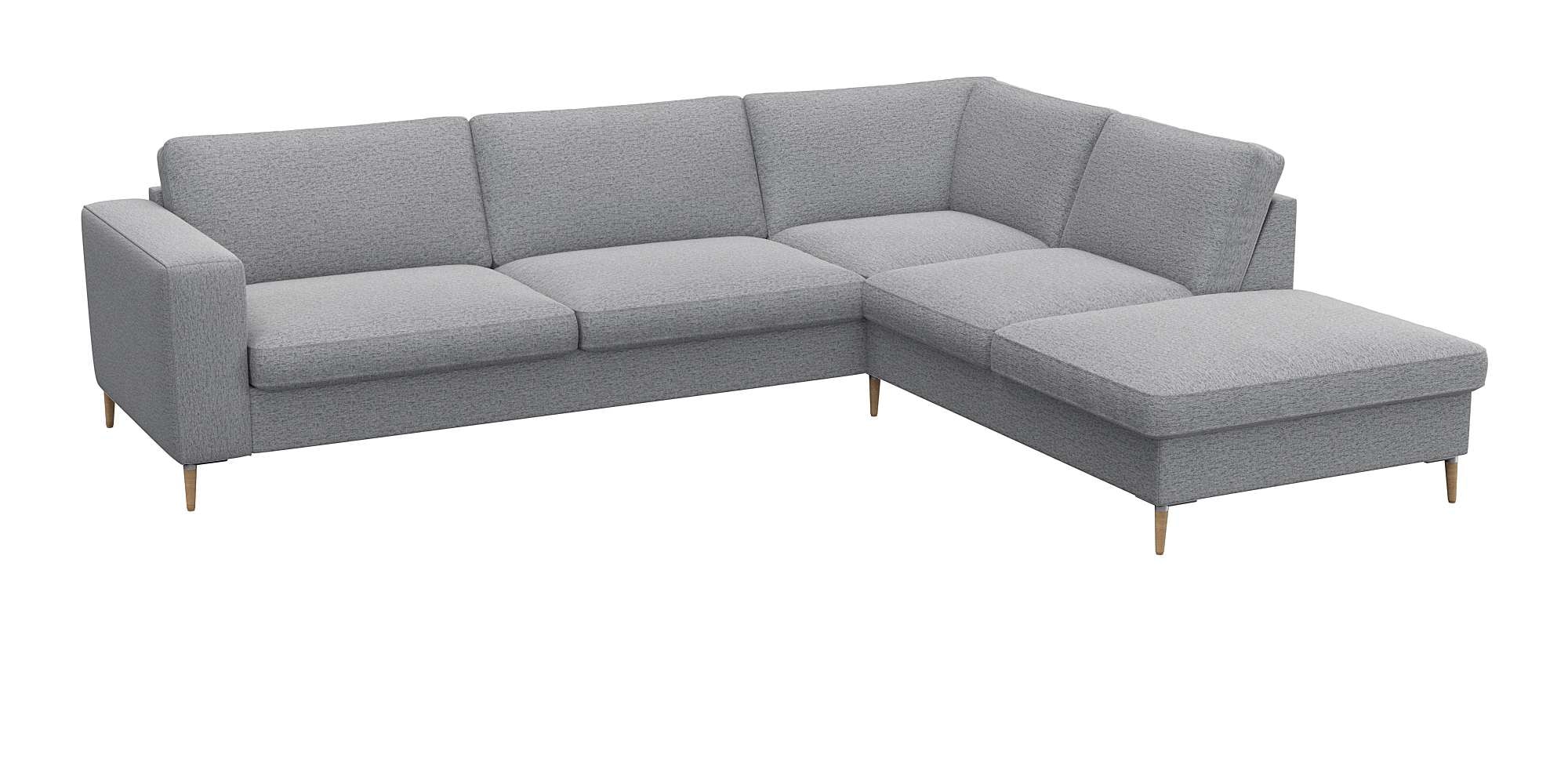 FLEXLUX Ecksofa »Fiore, Sitzaufbau mit hochwertigem Kaltschaum für mehr Sitzkomfort« breite Armlehnen,  L-Form, Füße Alu/Eiche