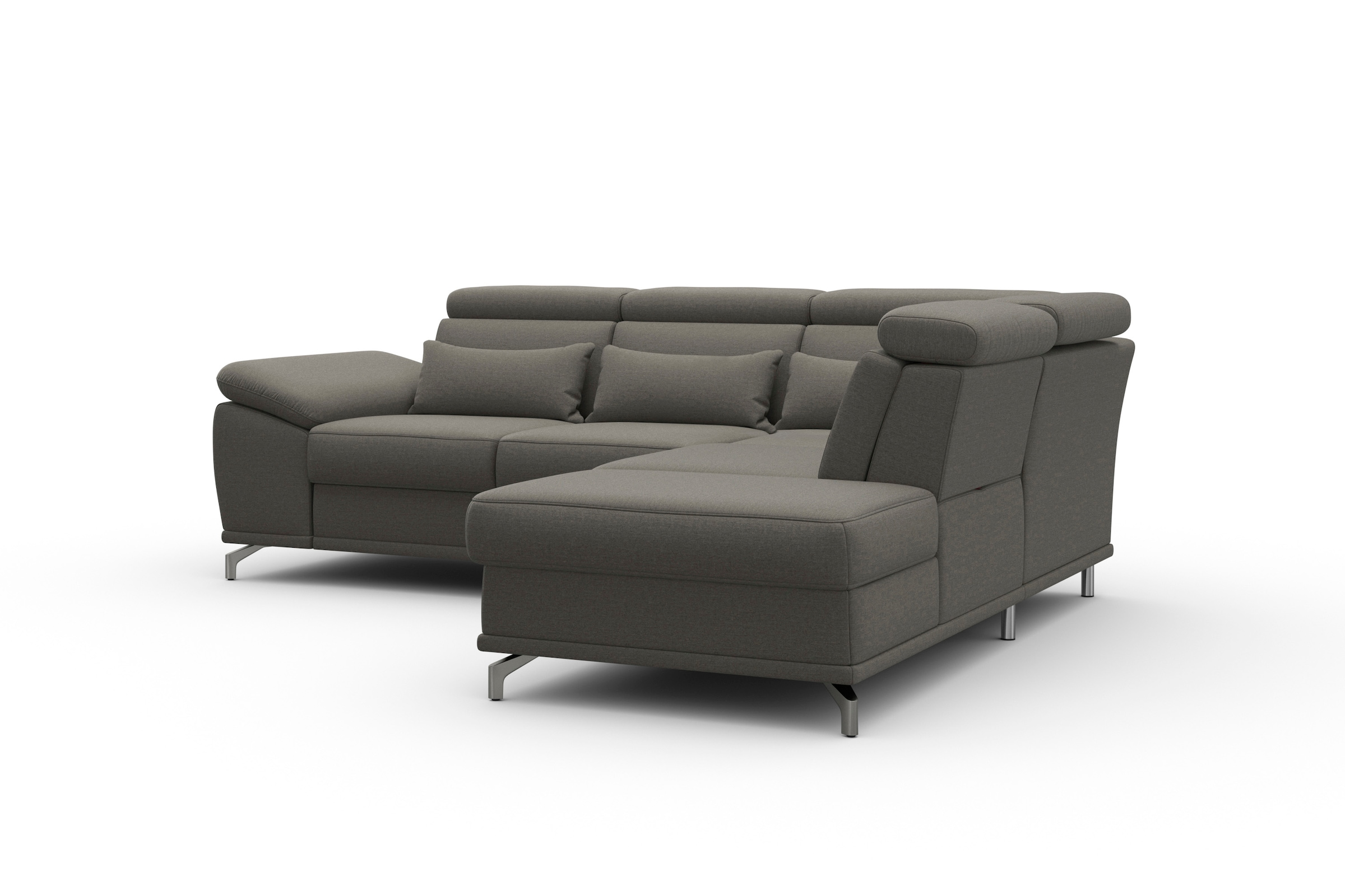 sit&more Ecksofa »Cabrio L-Form, mit Sitztiefenverstellung, Arm- und Kopfteilverstellung«, 3 Nierenkissen, Federkern, optional Bettfunktion und Stauraum