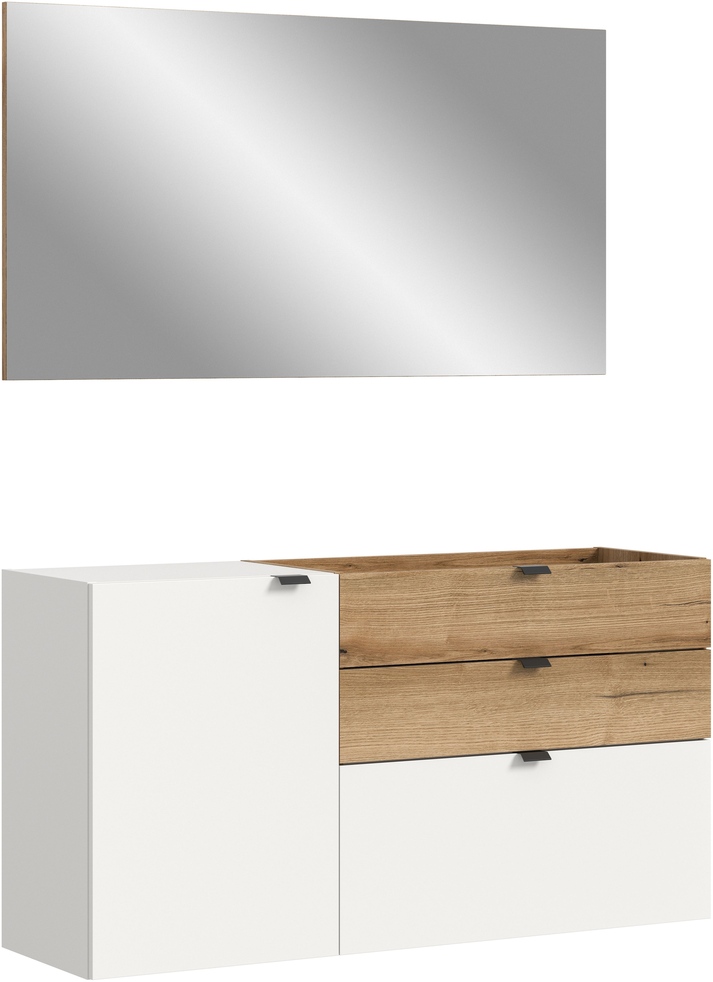 INOSIGN Garderoben-Set »Oran« Set, 2 Stk. tlg. Oran, Evoke Oak, weiß, Garderobenset, Spiegel, Schrank, Flurmöbel