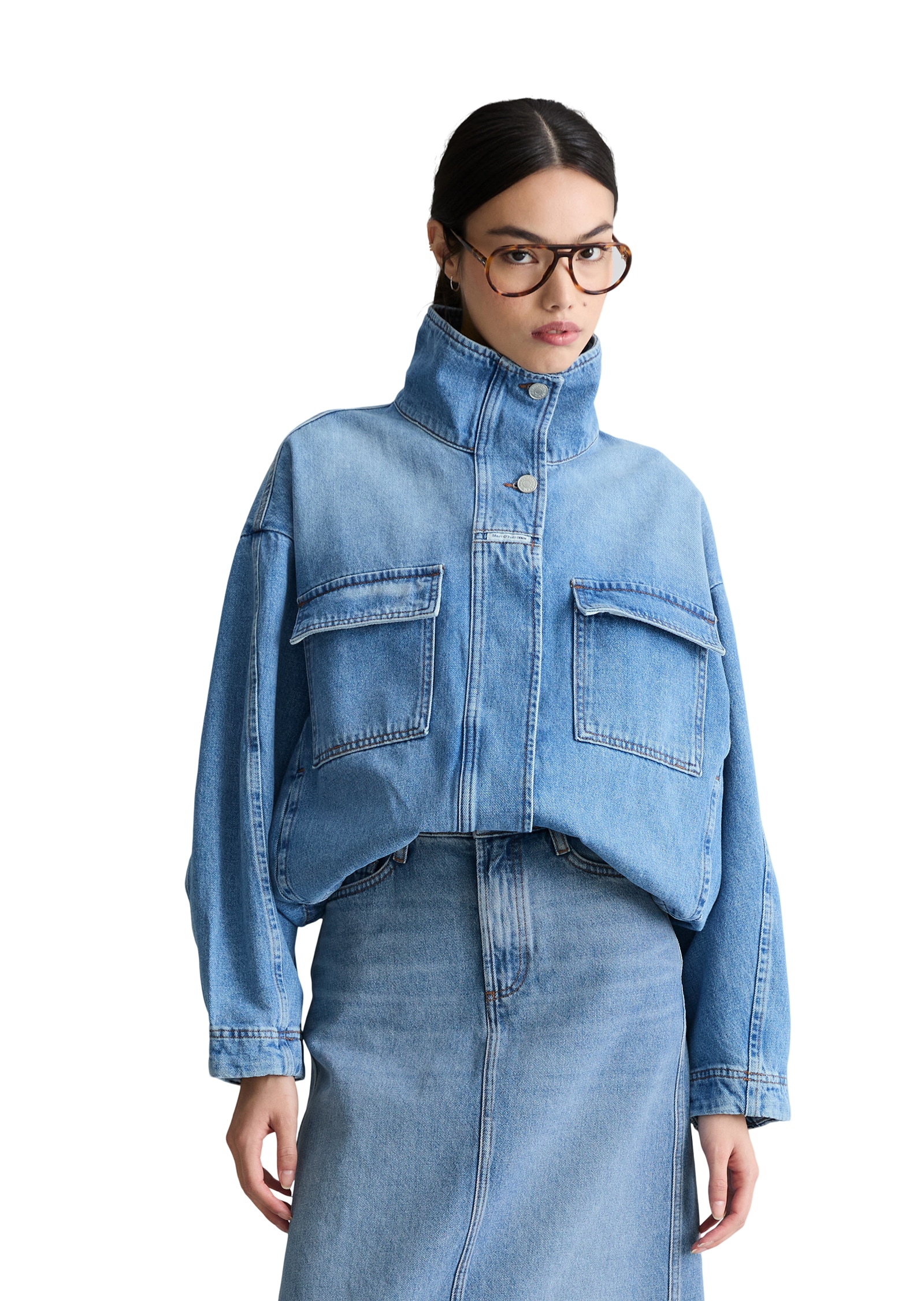 Marc OPolo DENIM Jeansjacke Funnel-Neck-Jeansblouson oversize