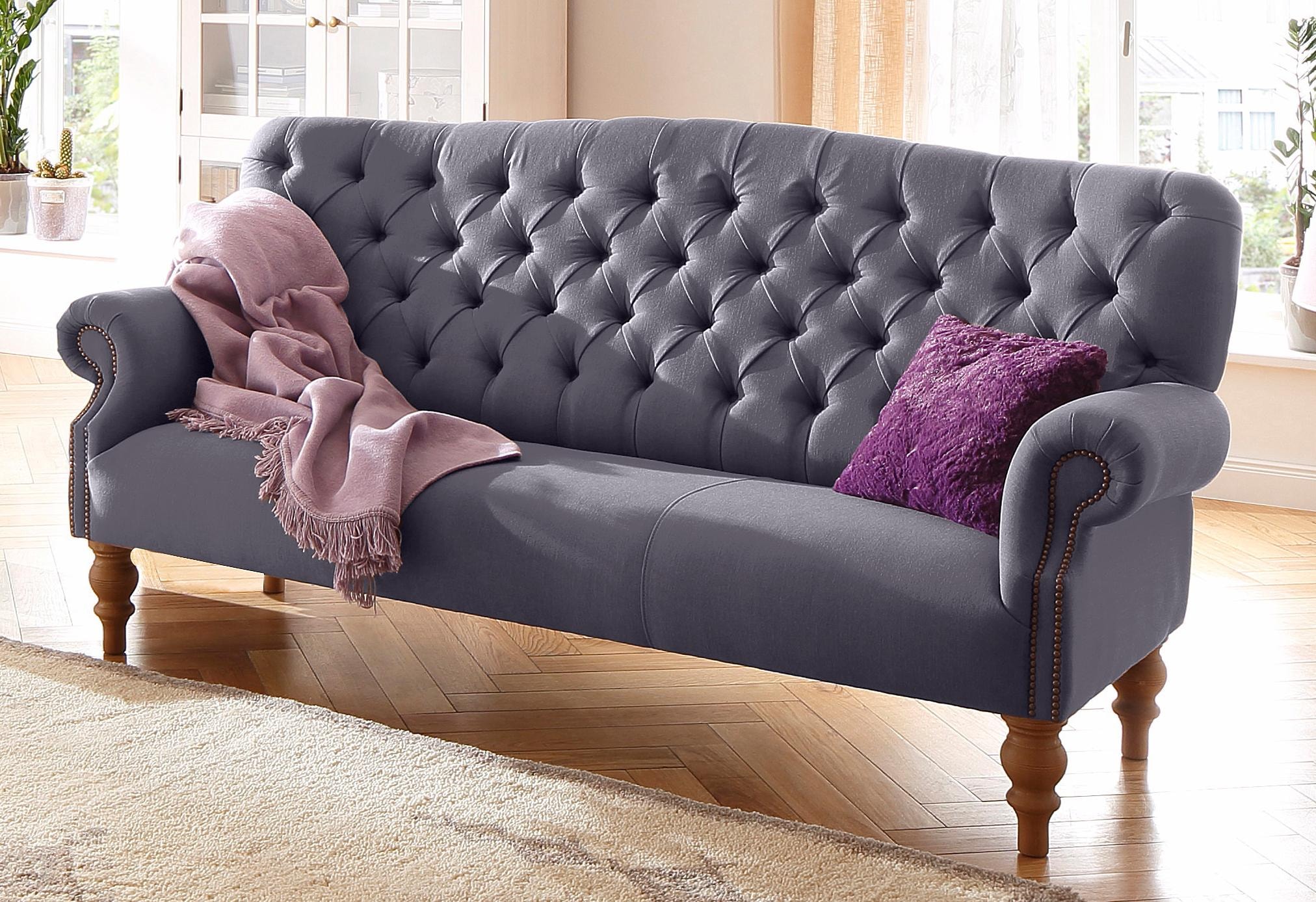 Chesterfield-Sofa »Lord«, mit echter Chesterfield-Knopfheftung und Ziernägeln