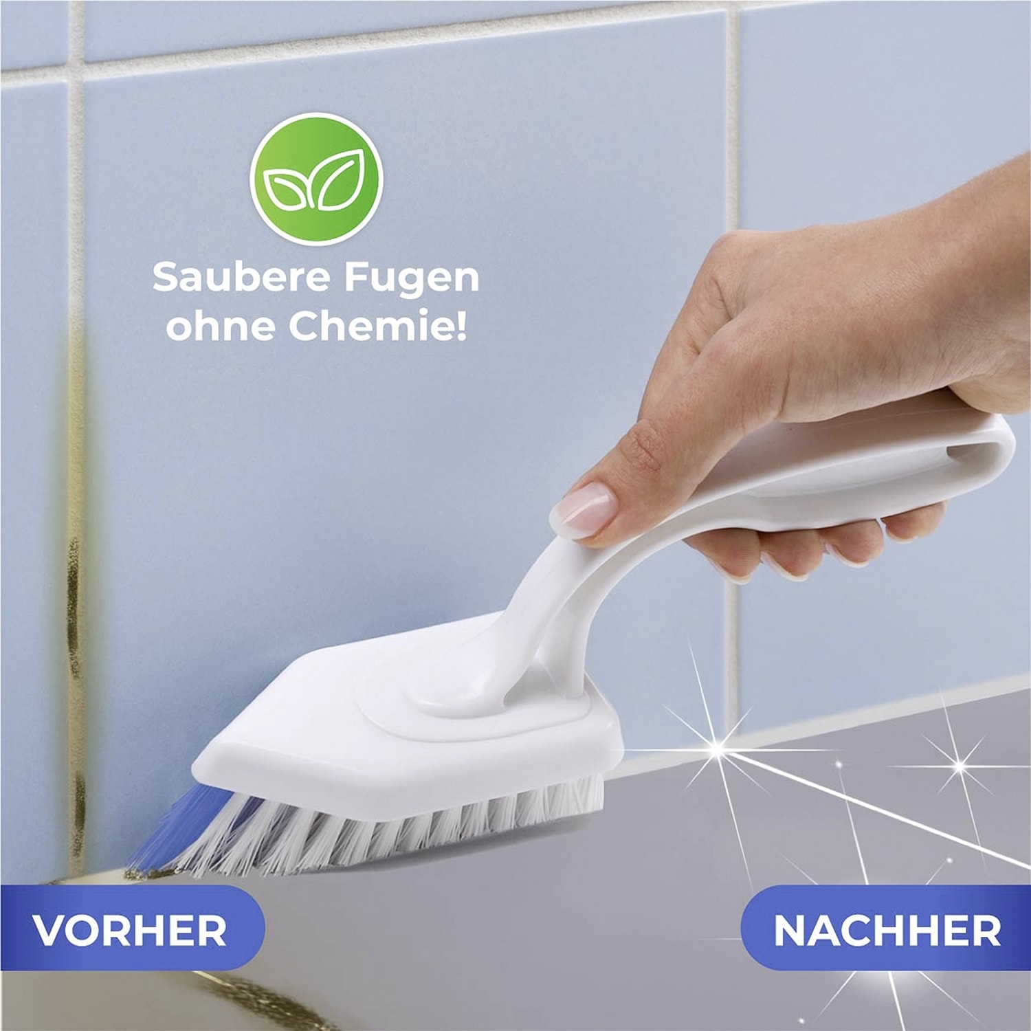 Maximex Bodenwischer-Set »Fugen-Reinigung«, (Set, 3 St.), 2 x Fugenweiß mit Schwammaufträger und Fugenbürste
