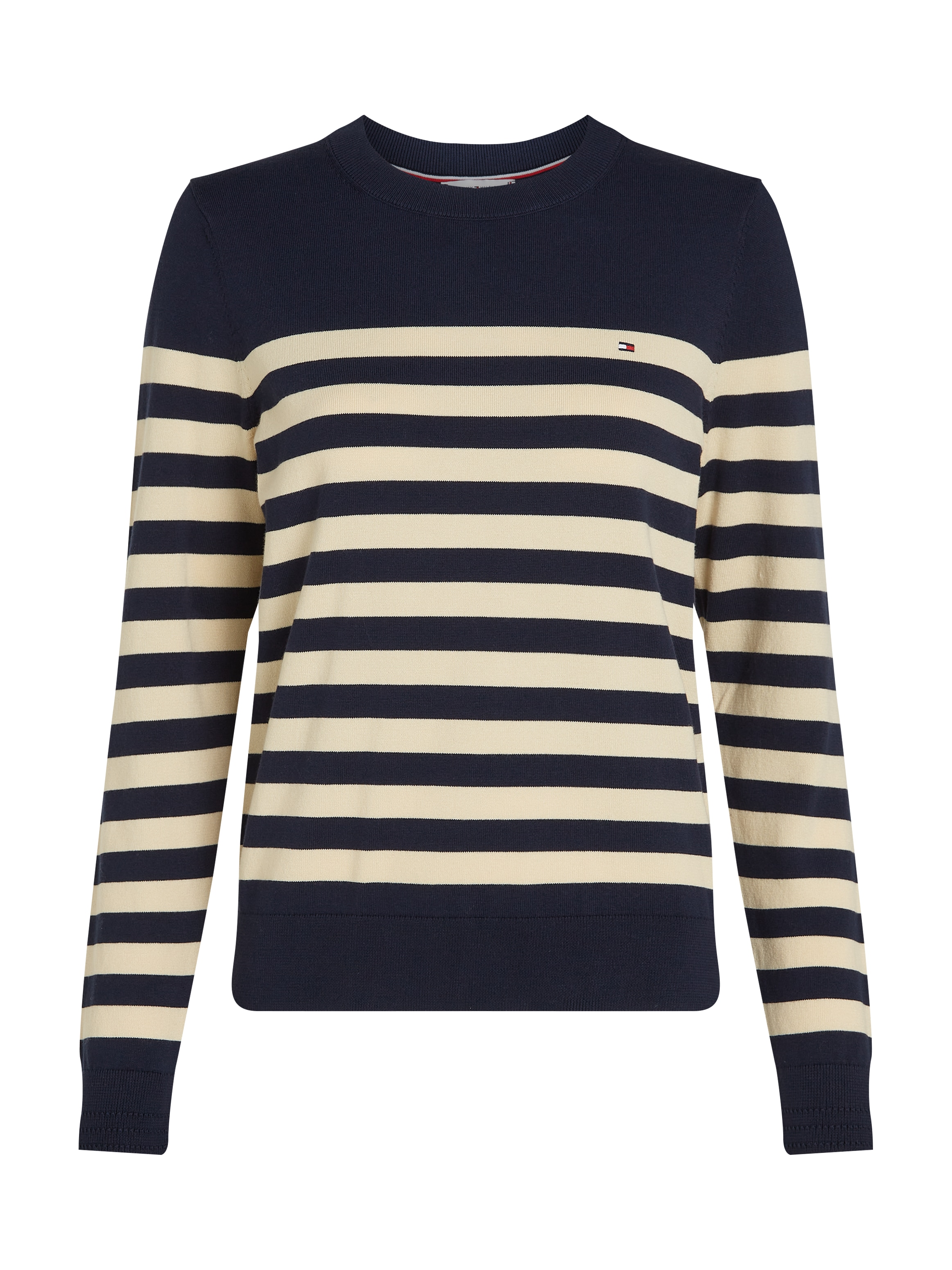 Tommy Hilfiger Rundhalspullover »CO JERSEY STITCH LS C-NK SWT«, mit Logostickerei