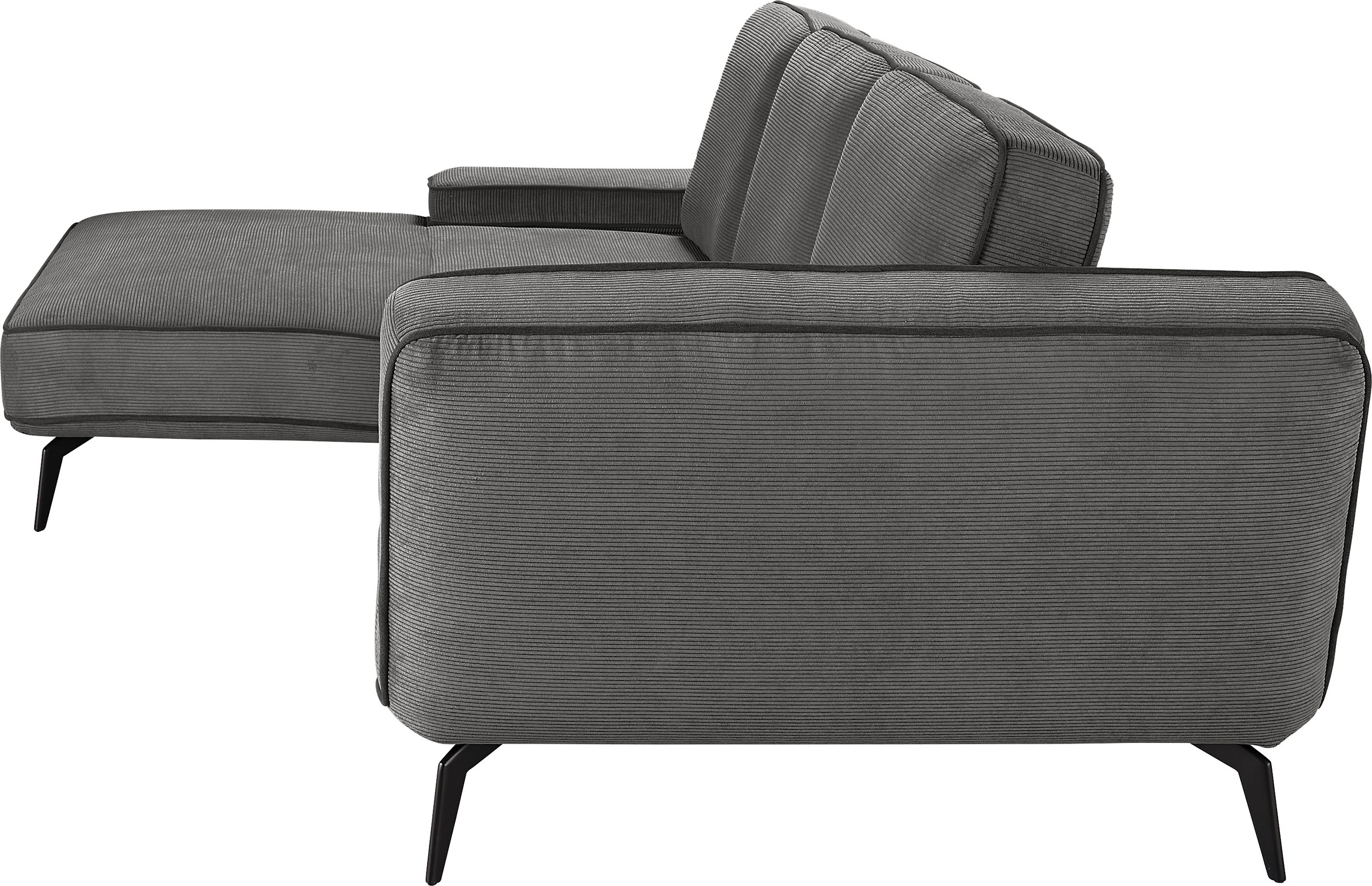 set one by Musterring Ecksofa »SO 4500, Füße schwarz matt, inkl Schwenkrückenfunktion, Cord, L-Form«, wahlweise mit Kopfstütze/Armteilverstellung/Rückenneigung