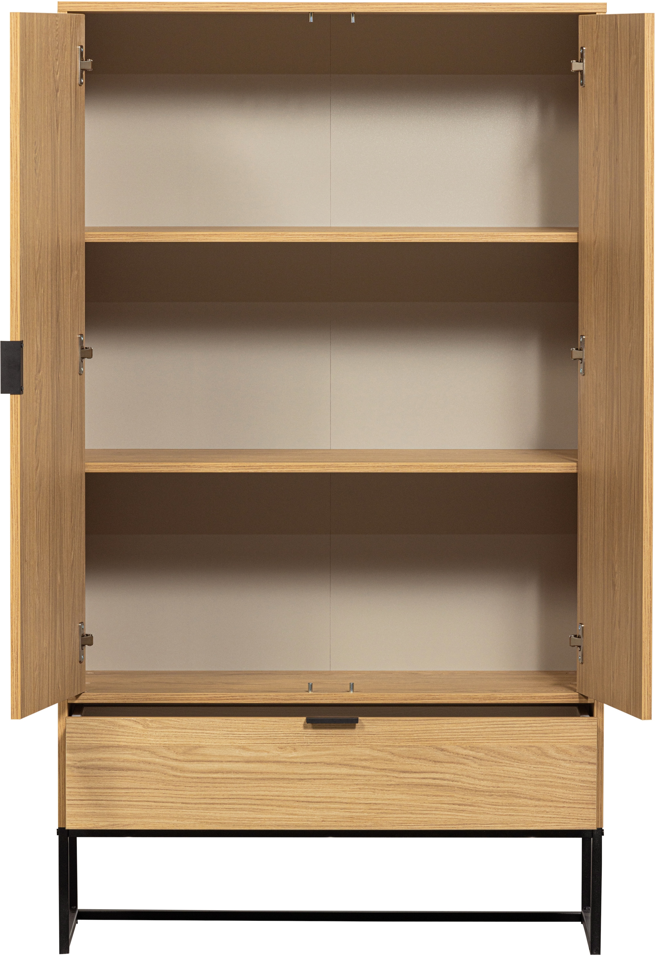 WOOOD Mehrzweckschrank »Silas« Silas Schrank aus Eichenmelamin auf Metall, 2 Türen und viel Stauraum