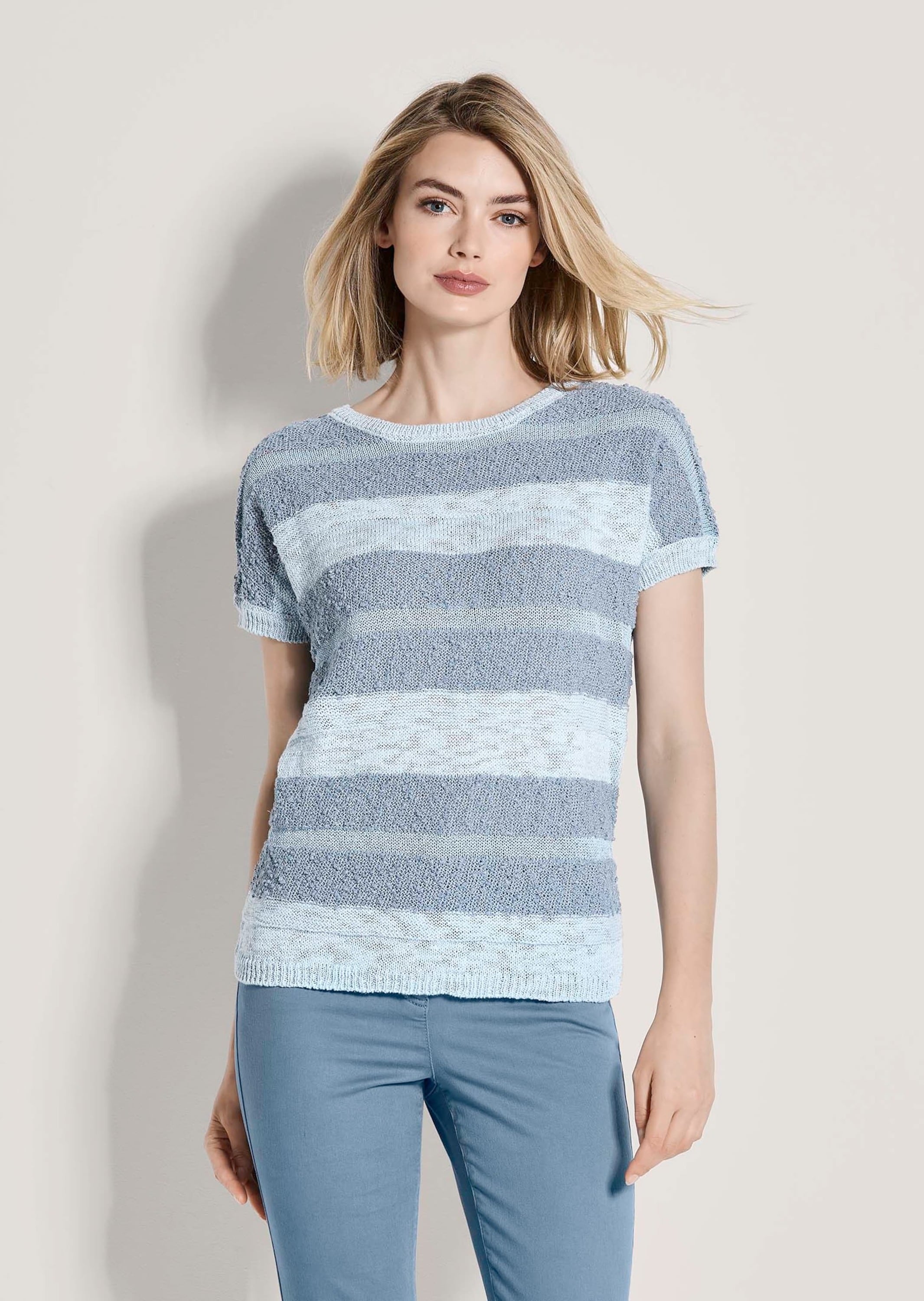 MADELEINE Longpullover »Pullover Kurzarm-Pullover mit Glanz-Effekt«