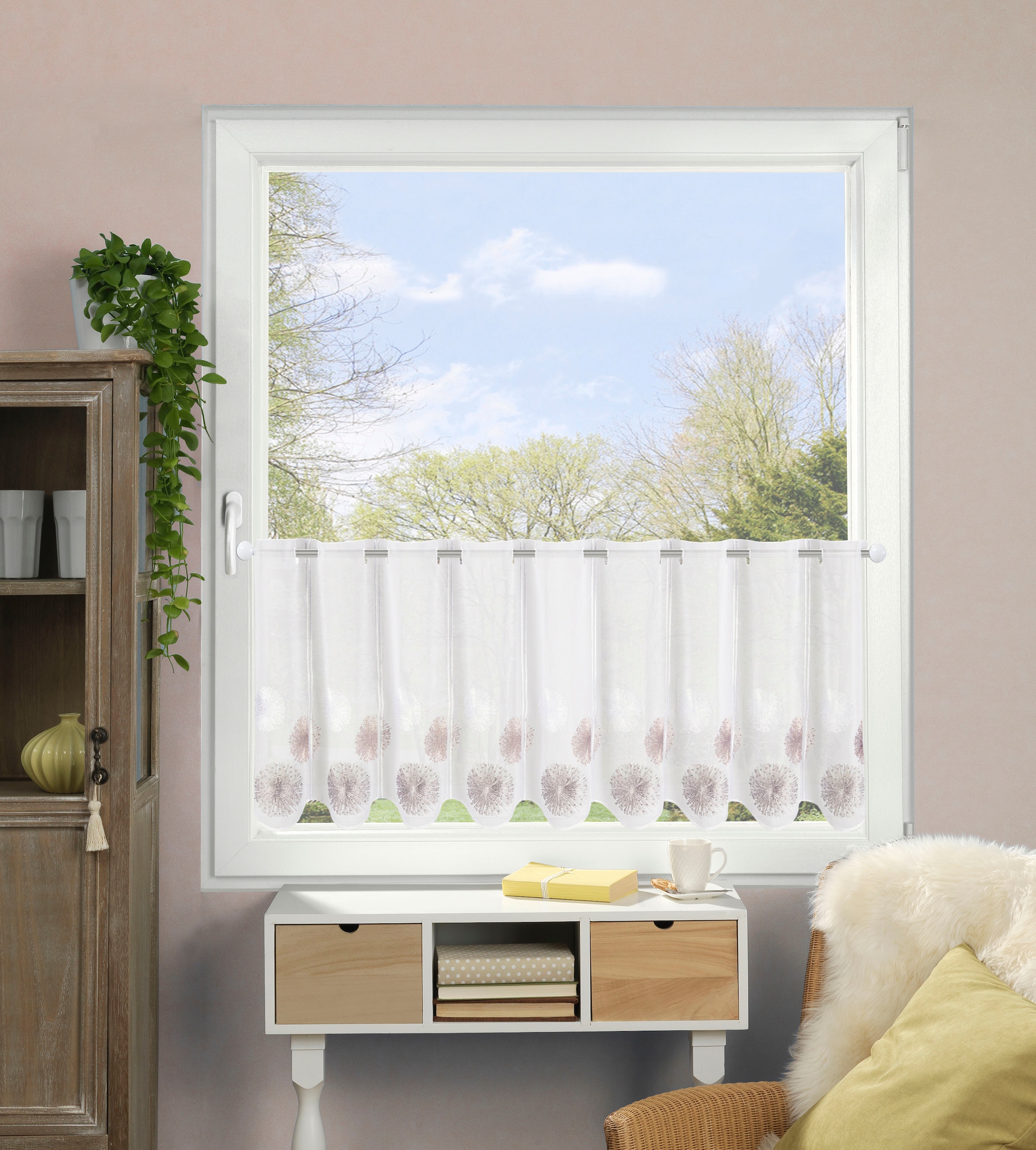 HOME WOHNIDEEN Scheibengardine "RAWLINS" Stangendurchzug 1 Stk. tlg. Scheib günstig online kaufen