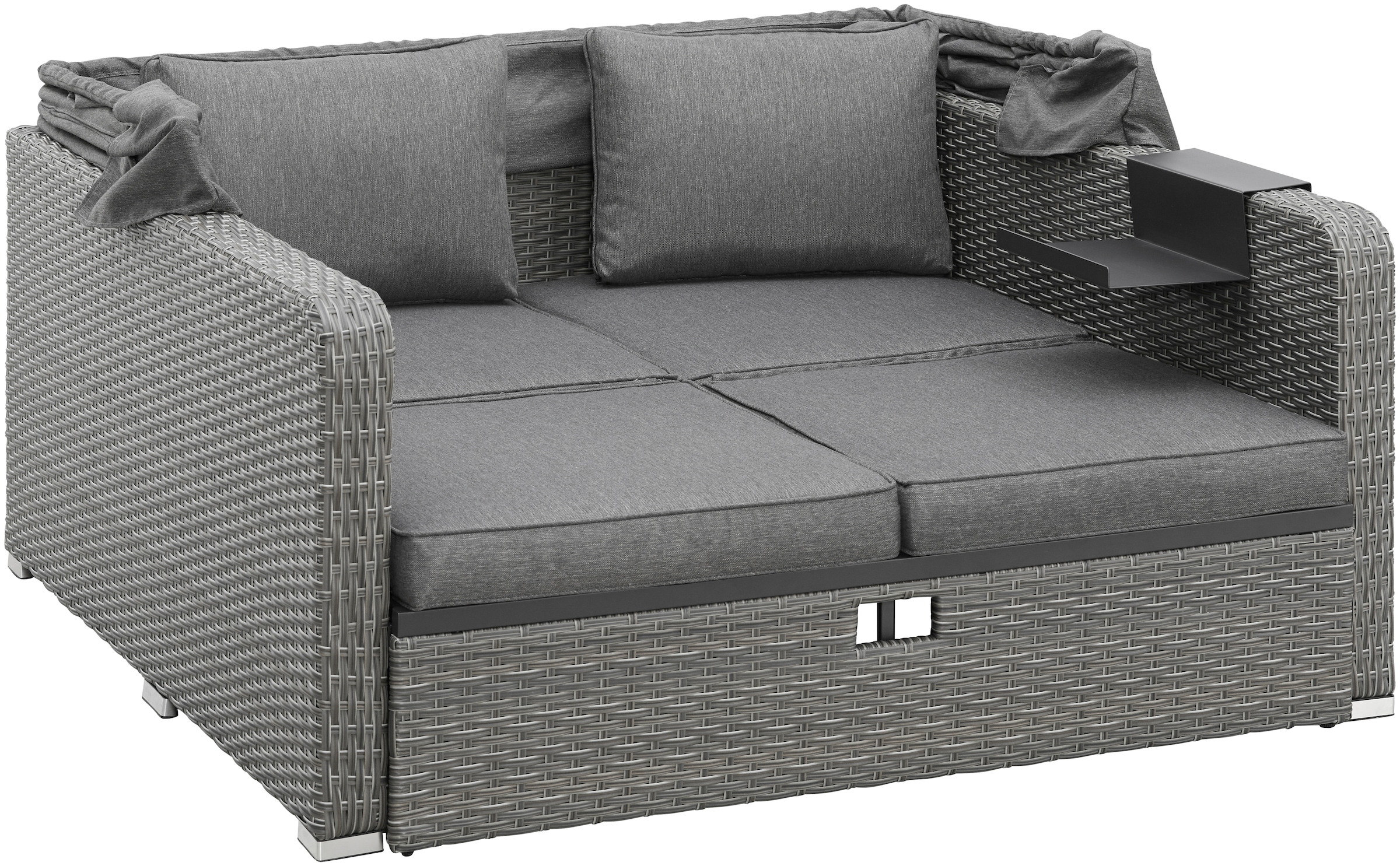 KONIFERA Loungebett »Sylt«, (Set, 8 St.), ausziehbares Sofa, Hängetisch, mit klappbarem Dach, Strandkorb