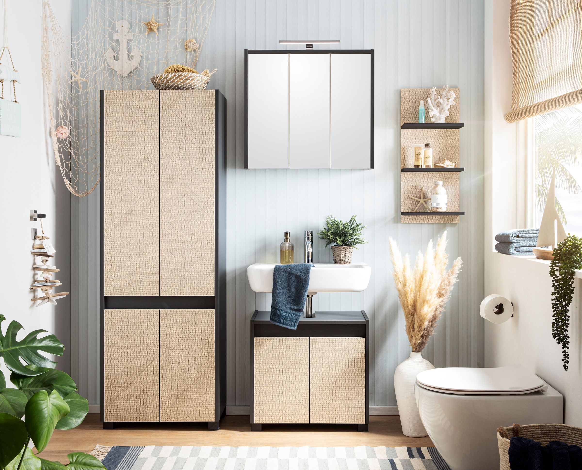 Schildmeyer Waschbeckenunterschrank »Sander, Breite 56,9 cm, in Canasta Optik« Made in Germany