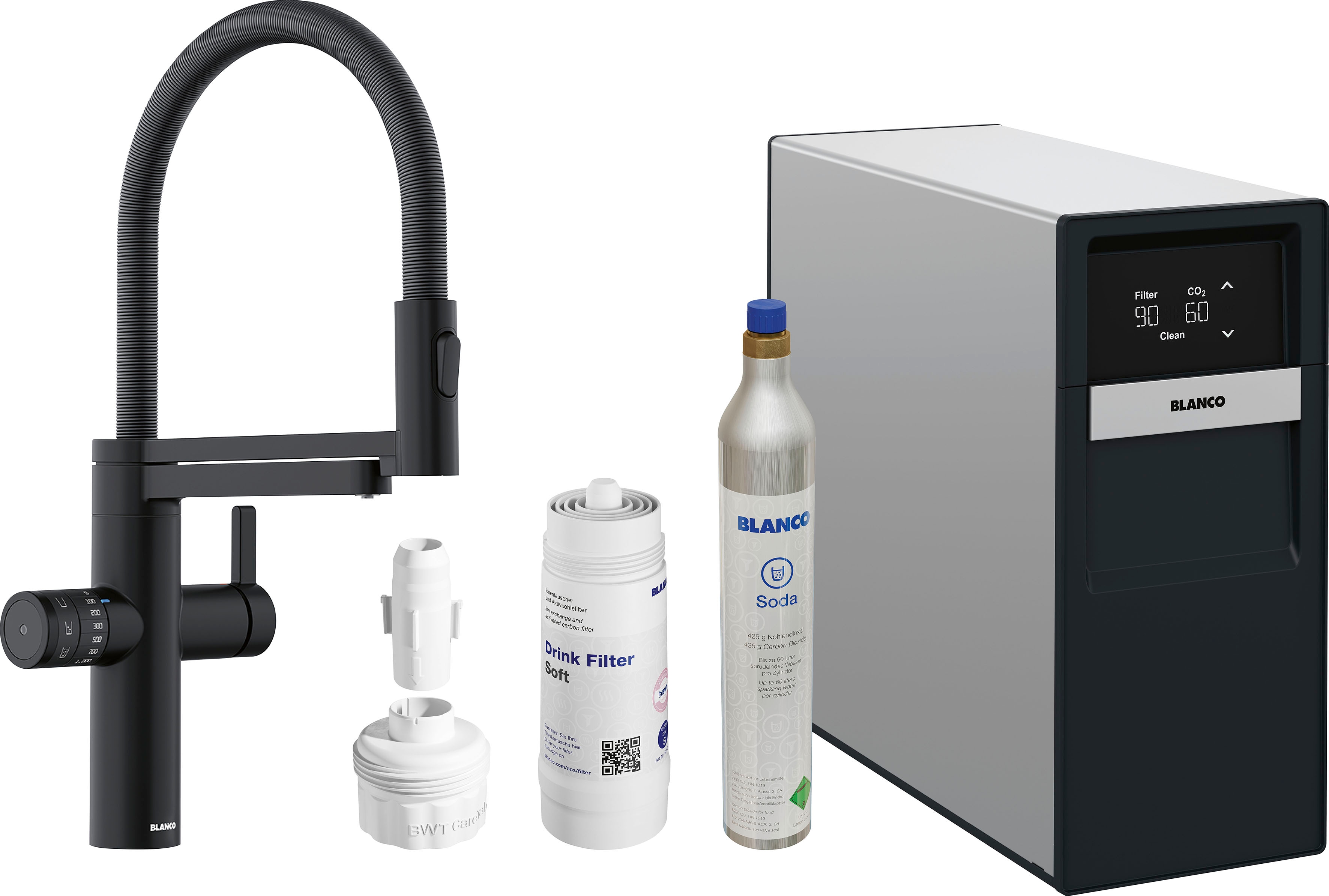 Elektrischer Wasserhahn BLANCO, schwarz, Wasserbereitergeräte, "drink.soda EVOL-S Pro"